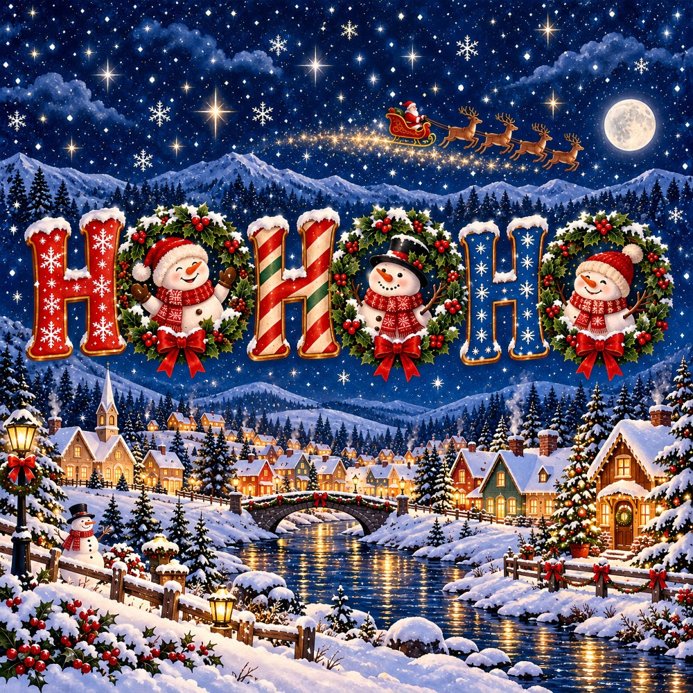 Snow Village Christmas Garage Door Cover Moonlit Snowman Greeting Christmas Garage Door Cover LXX610-82-1 Car