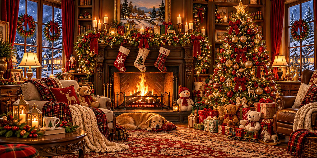 Cozy Christmas Garage Door Cover Fireplace Gift Tree Christmas Garage Door Decor LXX610-84-2 Car