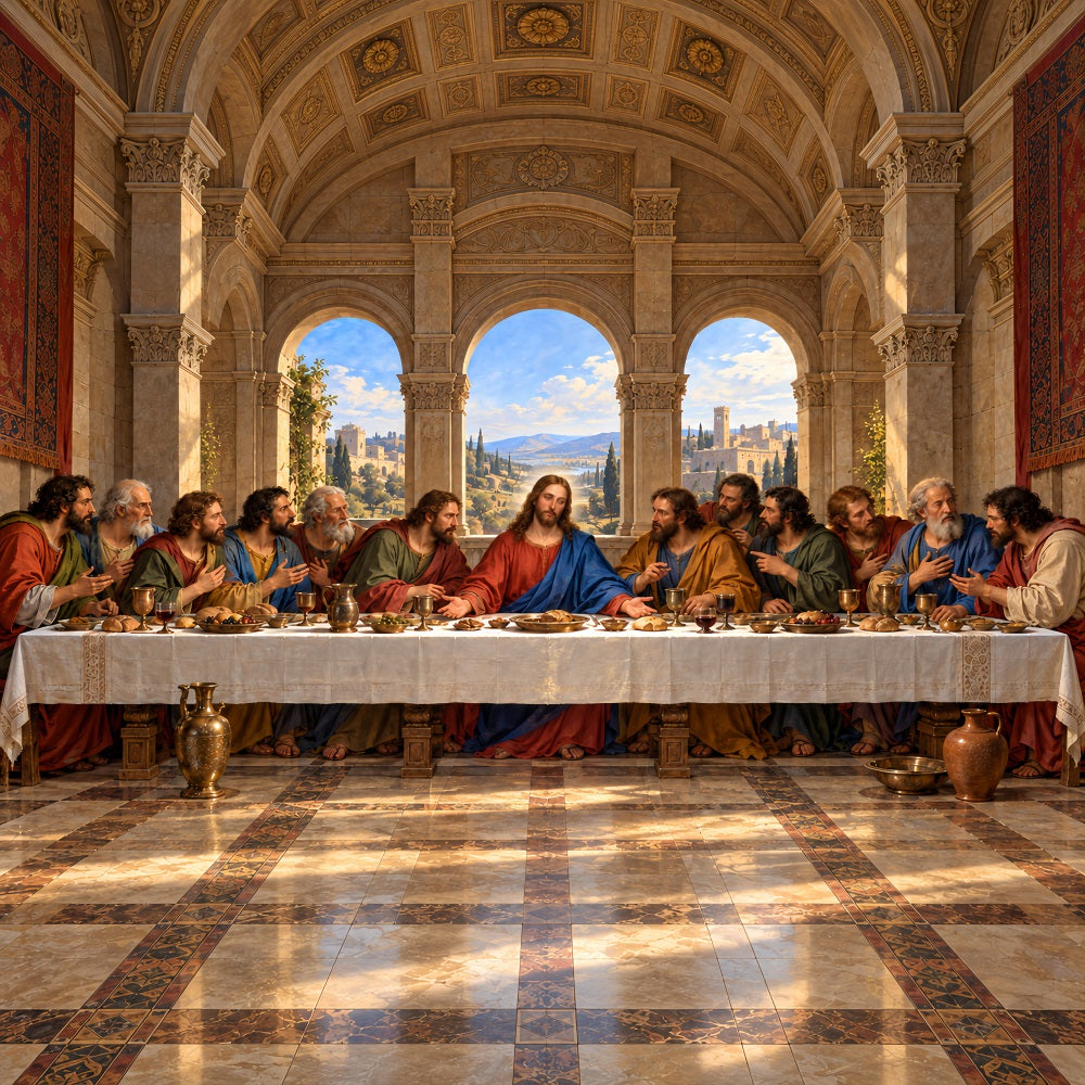 Religious Christmas Garage Door Cover Last Supper Gathering Christmas Garage Door Cover LXX610-88-1 Car