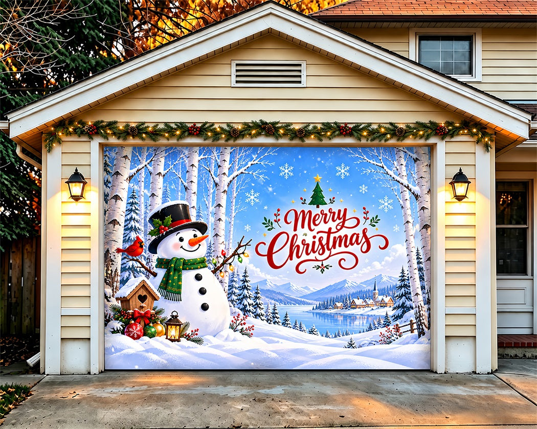 Cute Christmas Garage Door Cover Snowman Winter Greeting Christmas Garage Door Banner Decoration LXX610-9-1 Car
