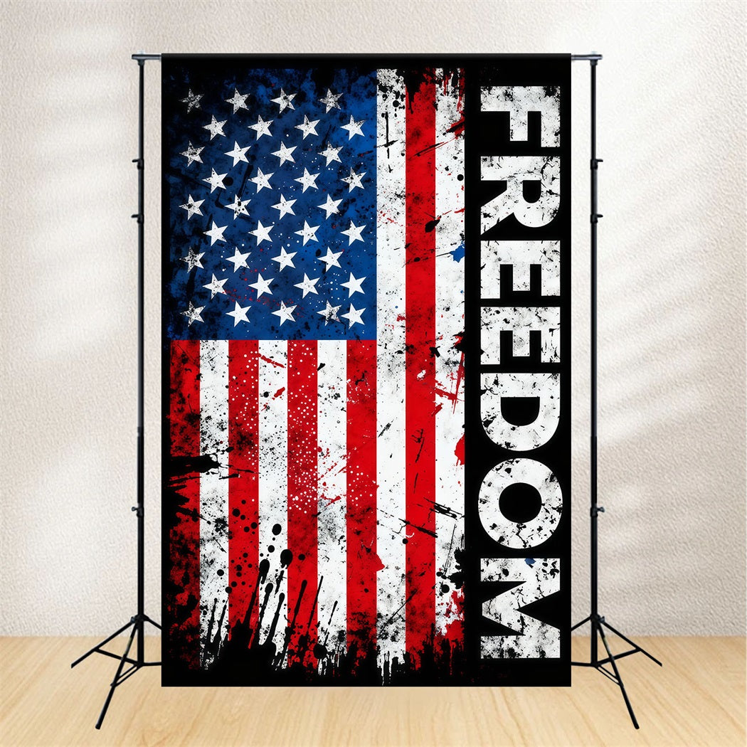 US Flag Photo Backdrop Grunge Typography Texture Independence Day Backdrops LXX62-10