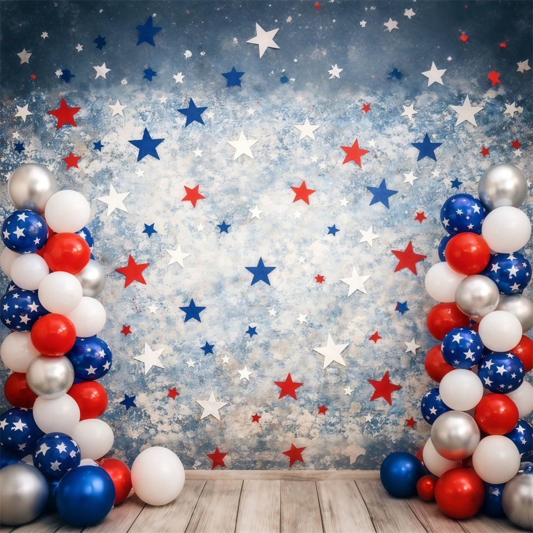 USA Flag Backdrop Vintage Star Balloon Wall 4th of July Photography Backdrops LXX62-16