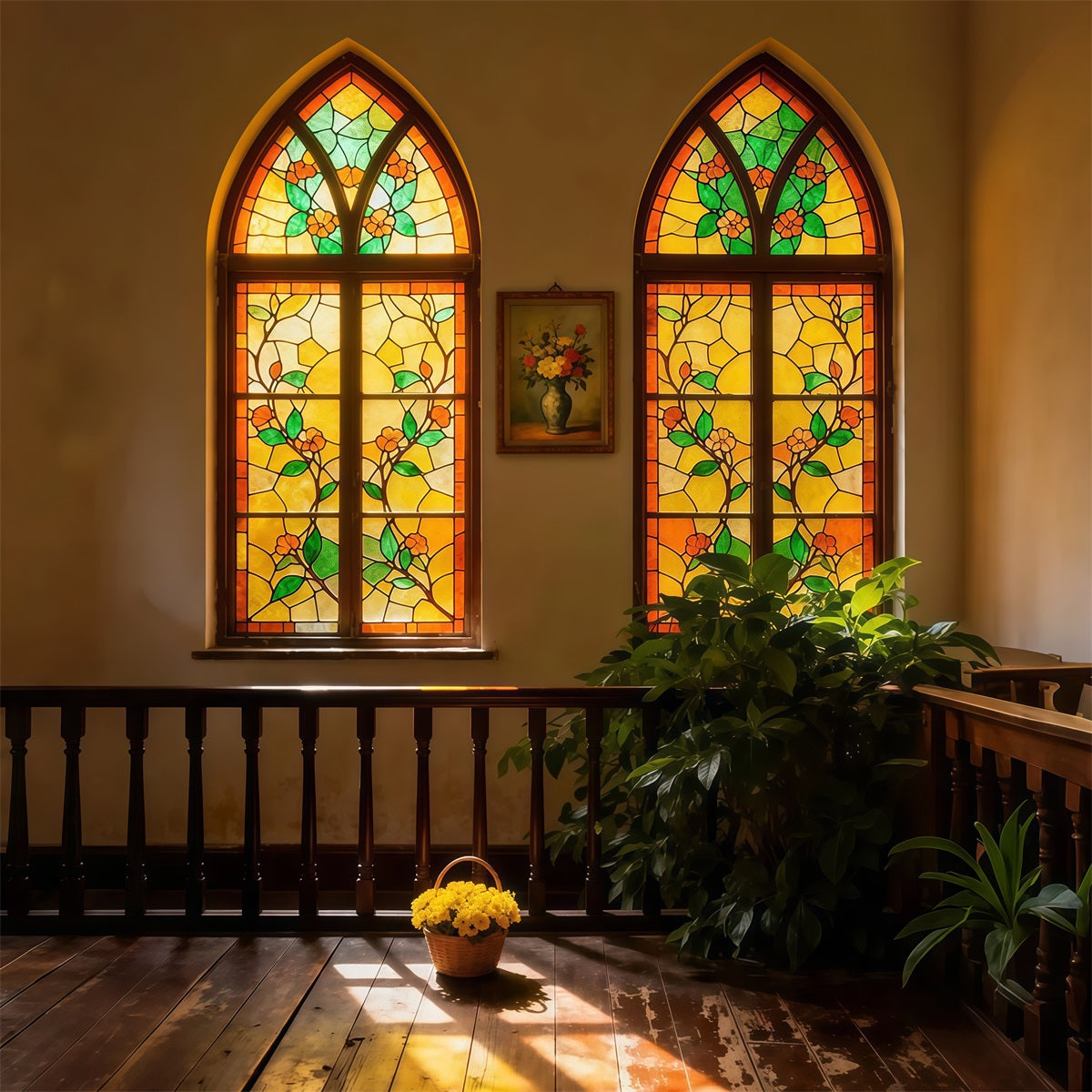 Stained Glass Window Backdrop Church Religious Easter Backdrops For Photography LXX62-40