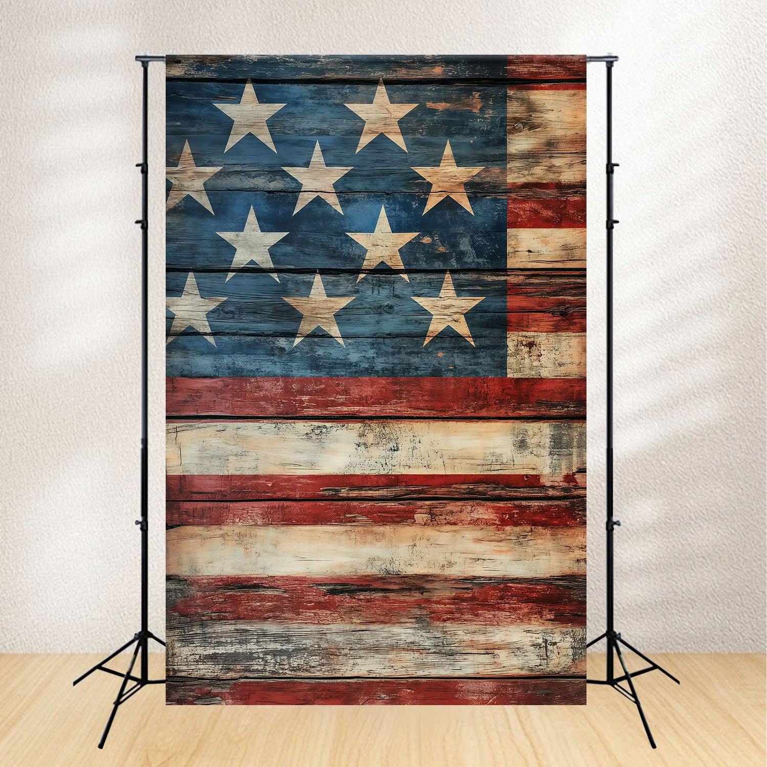 American Flag Backdrop Rustic Distressed Wood Plank Independence Day Backdrops LXX62-7