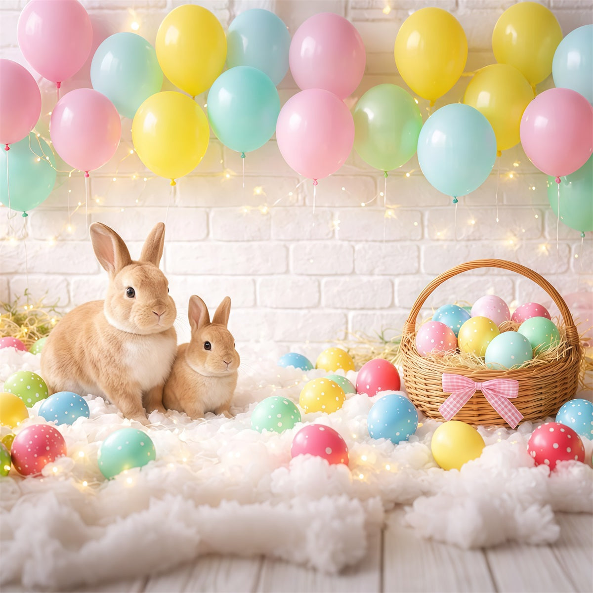 Easter Backdrop Balloons Pastel Egg Basket Bunny Easy Easter Backdrops LXX62-88