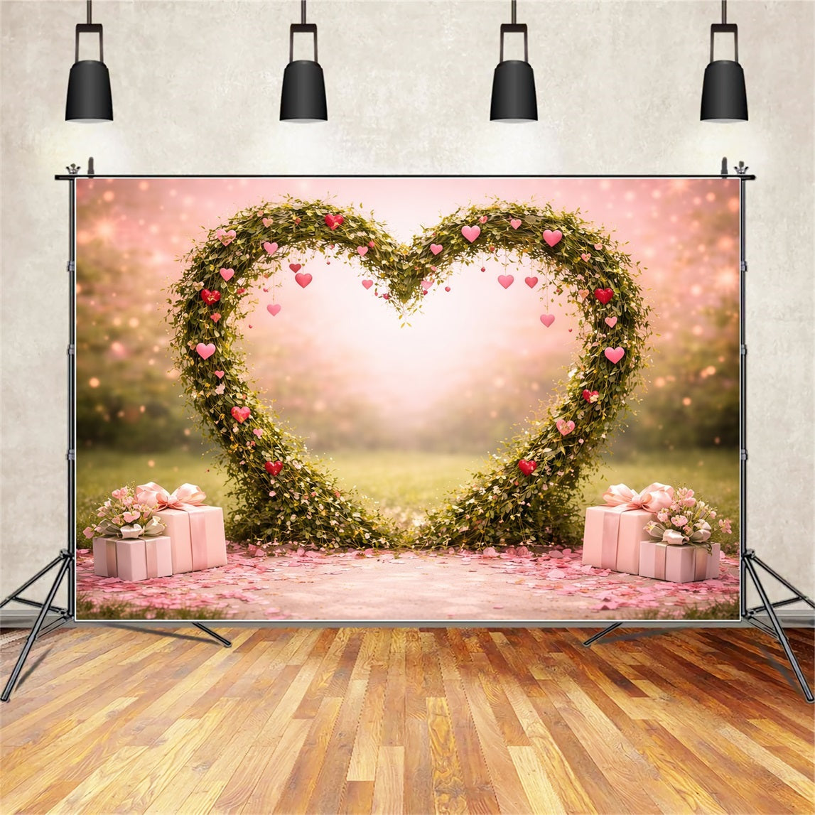 Heart Floral Frame Mother's Day Backdrop Romantic Vine Pink Gift Mother's Day Backdrop Ideas LXX63-13