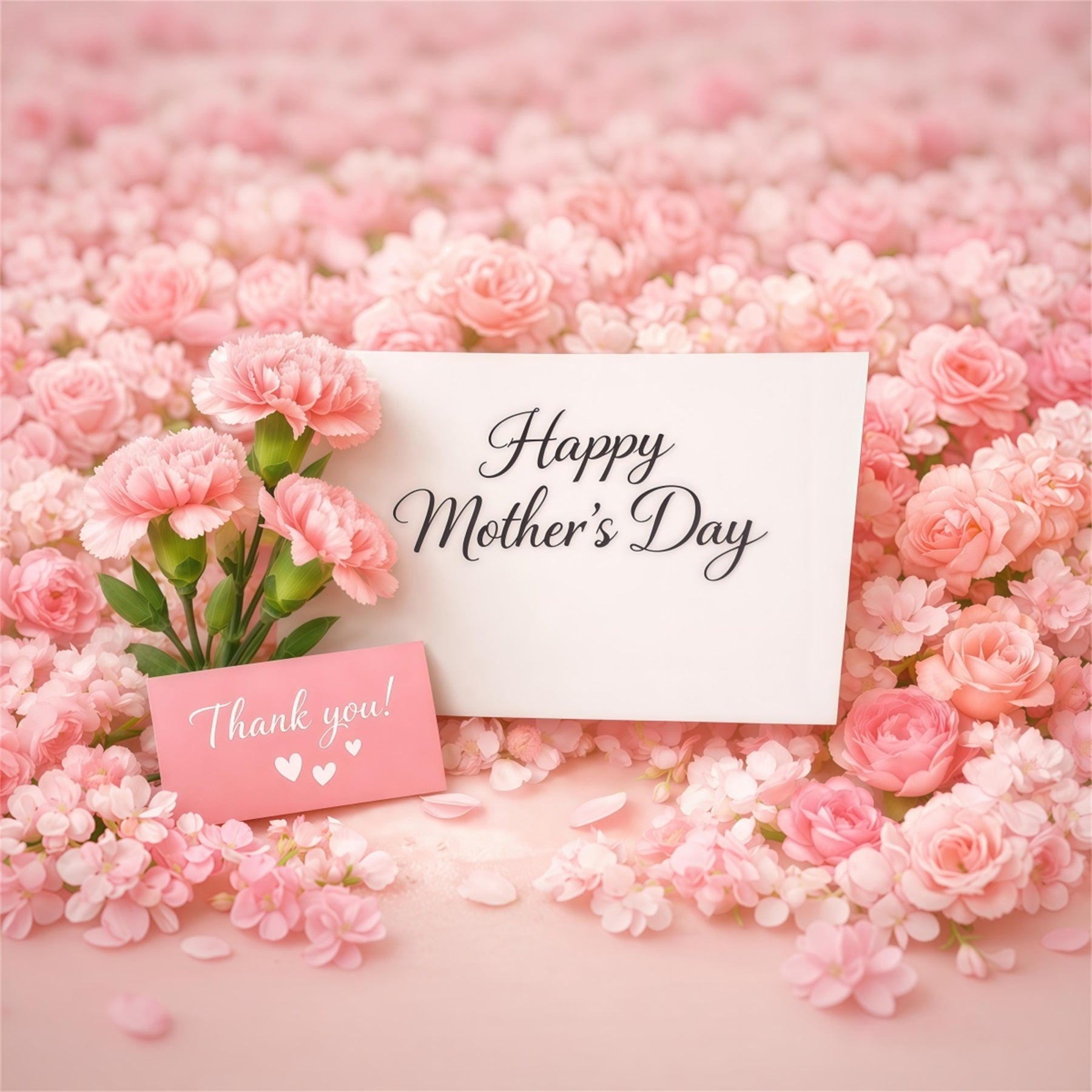 Mom Letters Mother's Day Backdrop Pink Floral Card Greeting Backdrop For Mother's Day LXX63-28