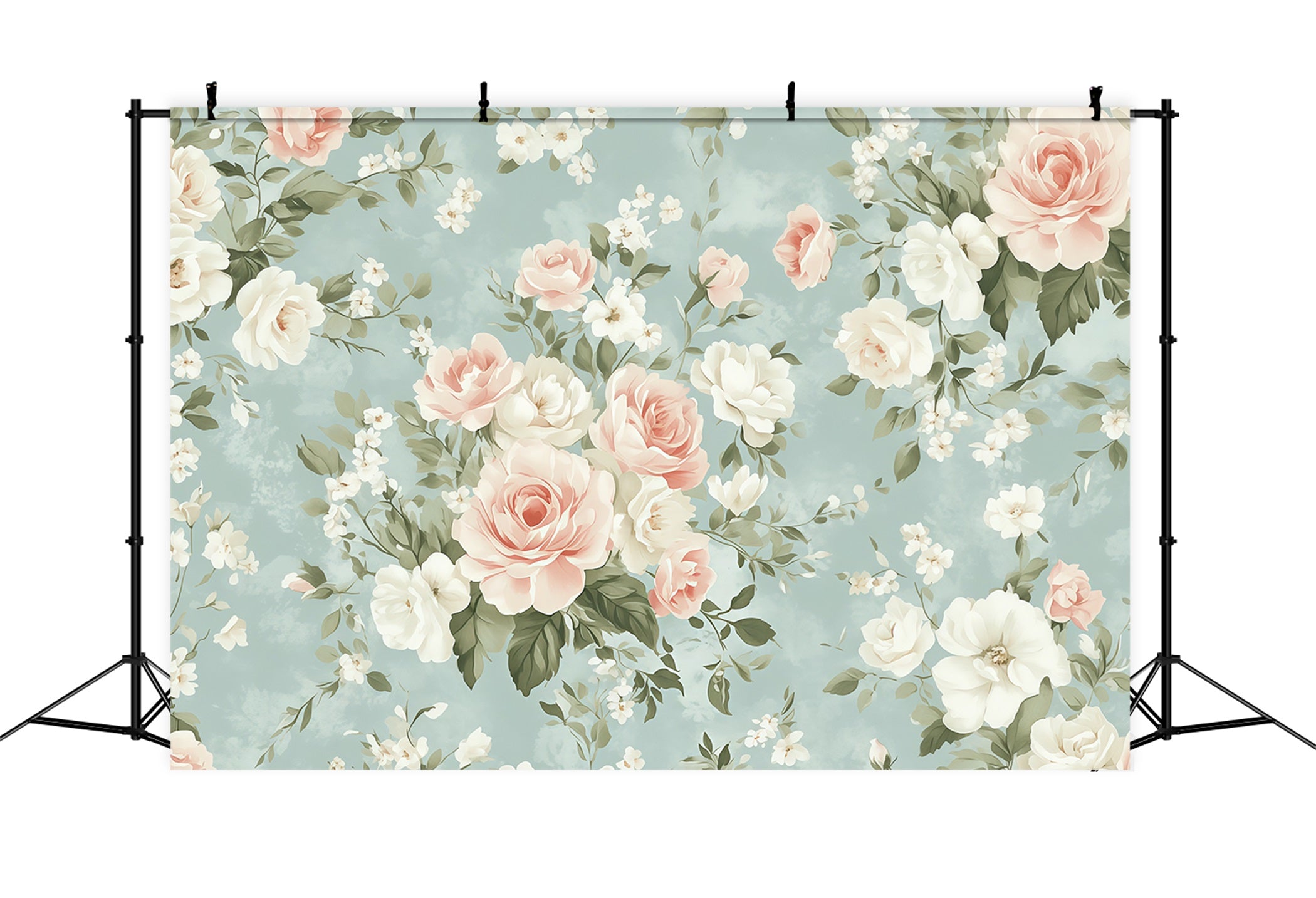 Mother's Day Portrait Backdrop Vintage Blue Rose Botanical Mother's Day Backdrop LXX63-3