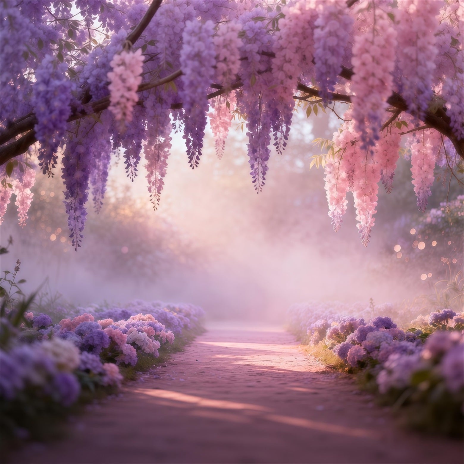 Lavender Bouquet Mother's Day Backdrop Dreamy Wisteria Hanging Blossom Backdrop Mothers Day LXX63-46