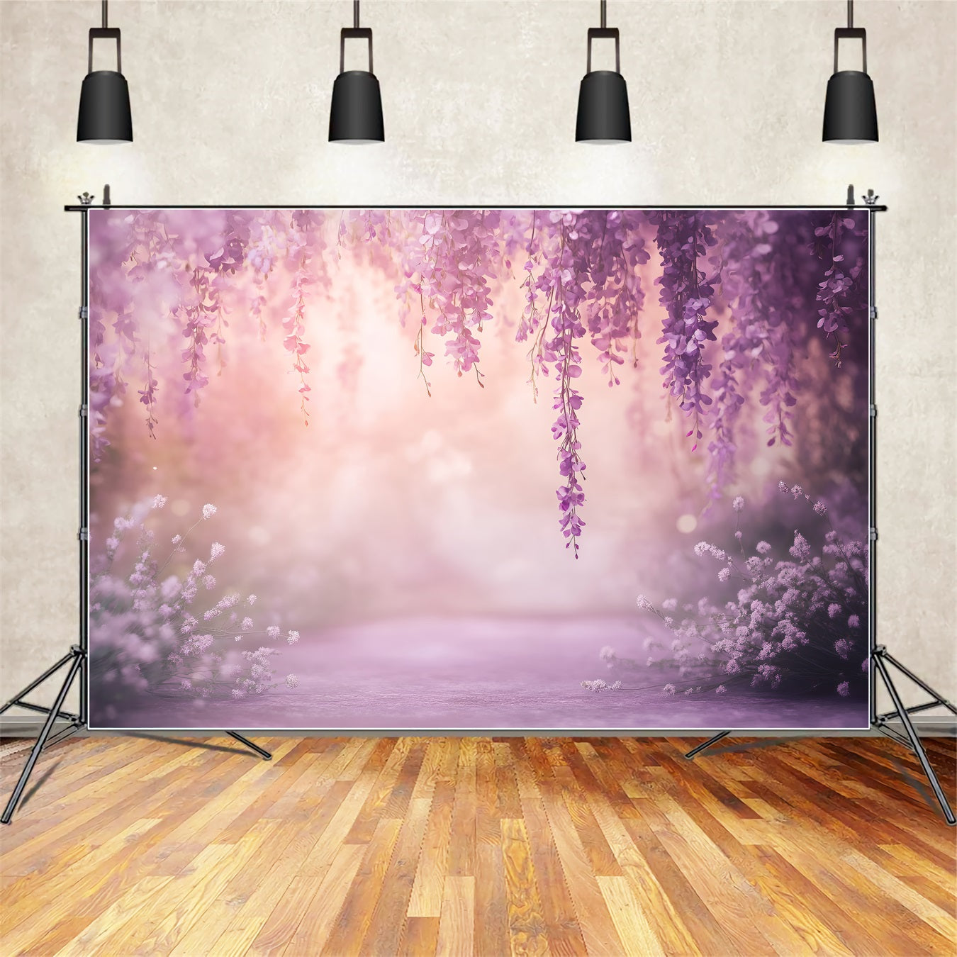 Lavender Bouquet Mother's Day Backdrop Soft Pastel Wisteria Floral Blur Backdrop Mothers Day LXX63-47