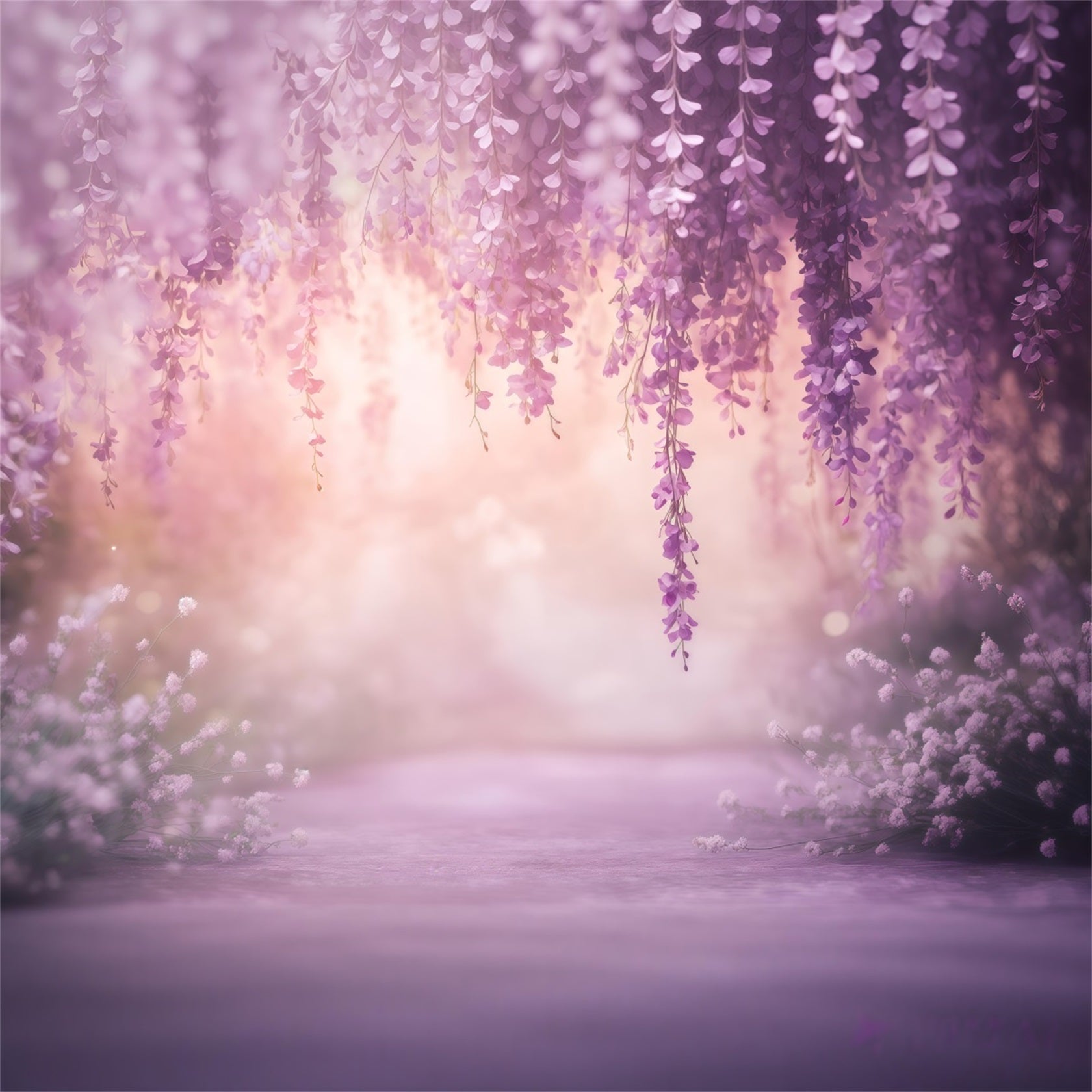 Lavender Bouquet Mother's Day Backdrop Soft Pastel Wisteria Floral Blur Backdrop Mothers Day LXX63-47