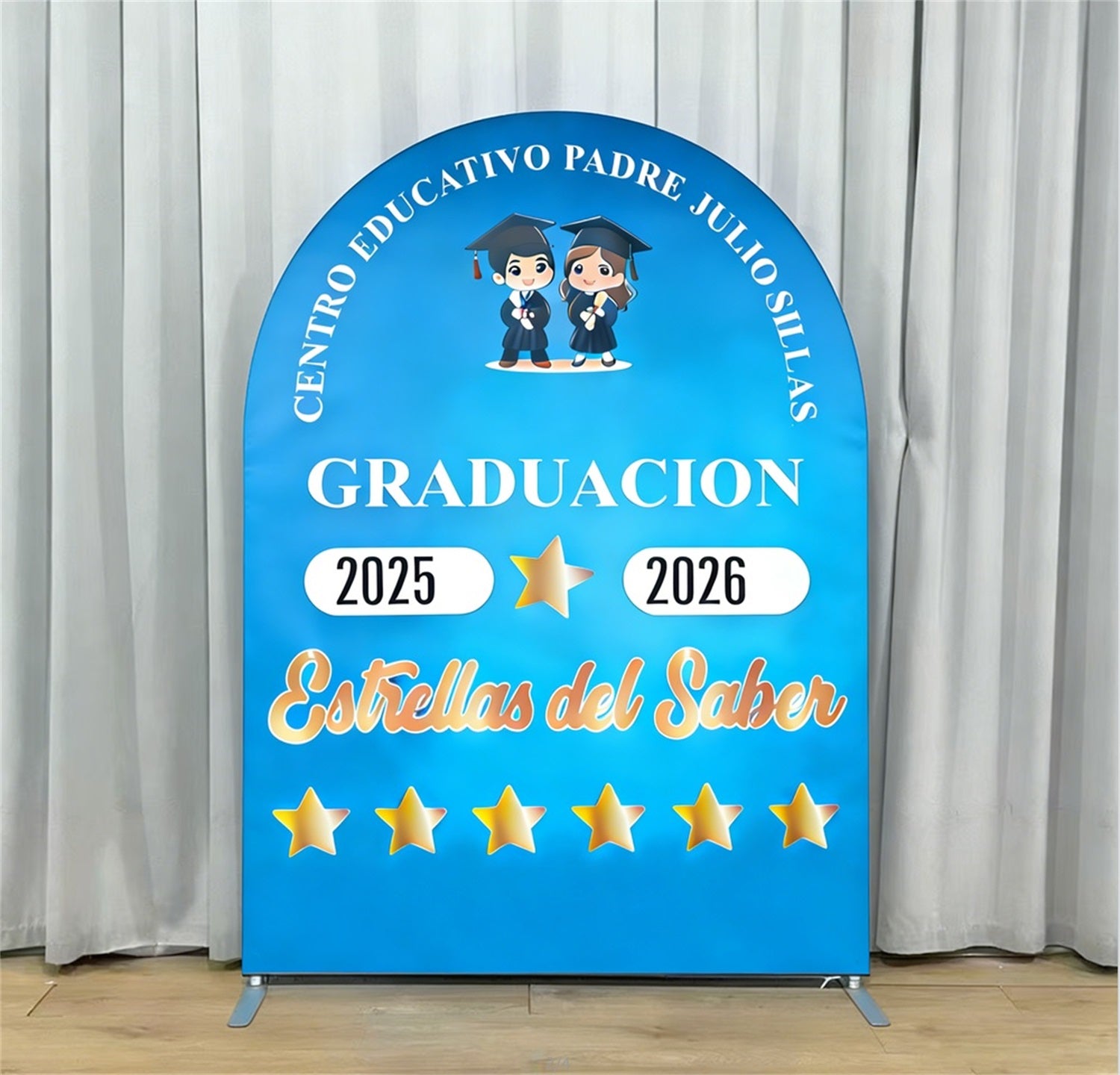 Graduation Backdrop Blue Cartoon Starry School Custom Graduation Backdrop LXX64-1