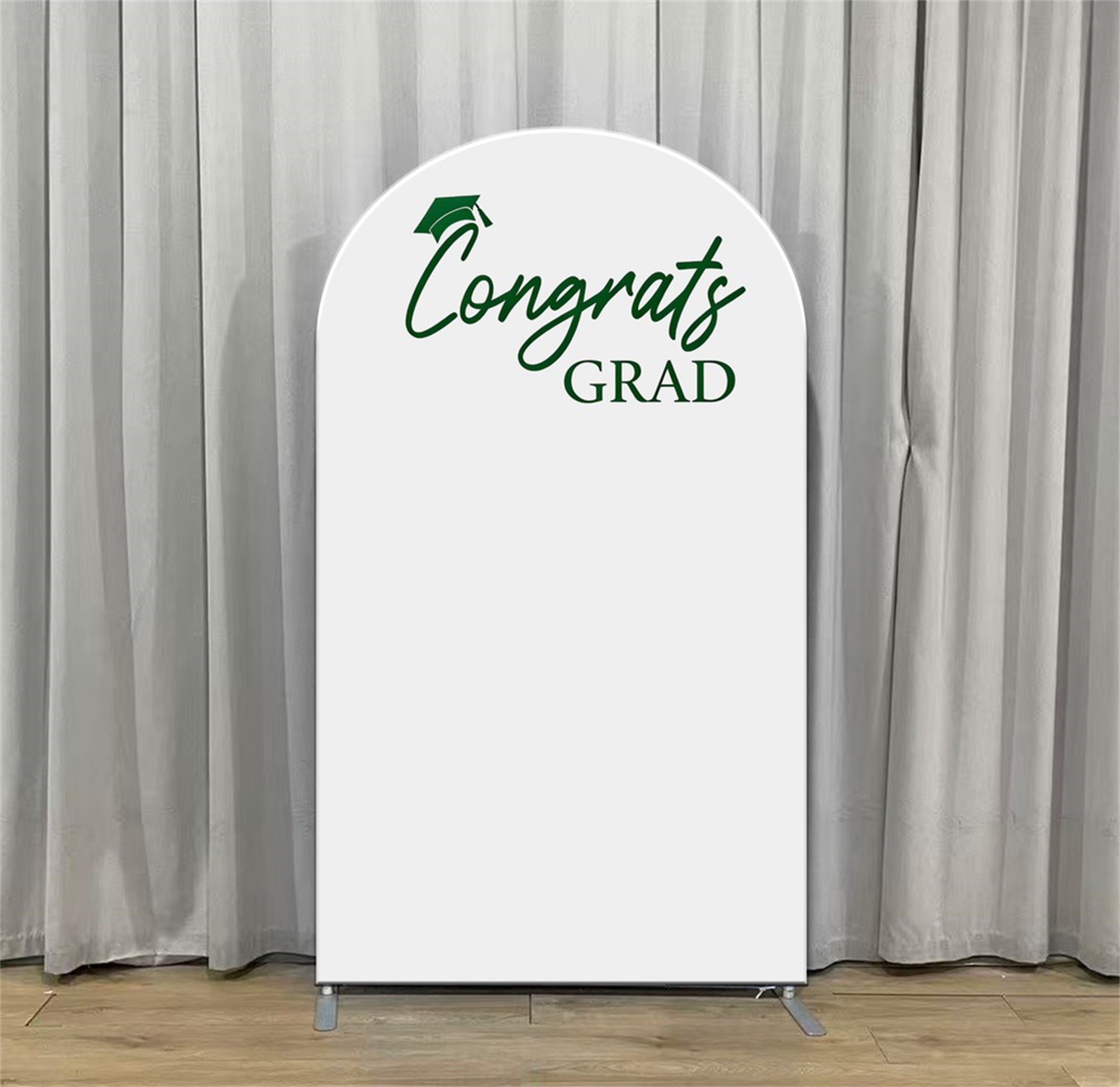 Luxury Graduation Backdrop White Green Custom Script Cap Elegant Graduation Backdrop LXX64-12