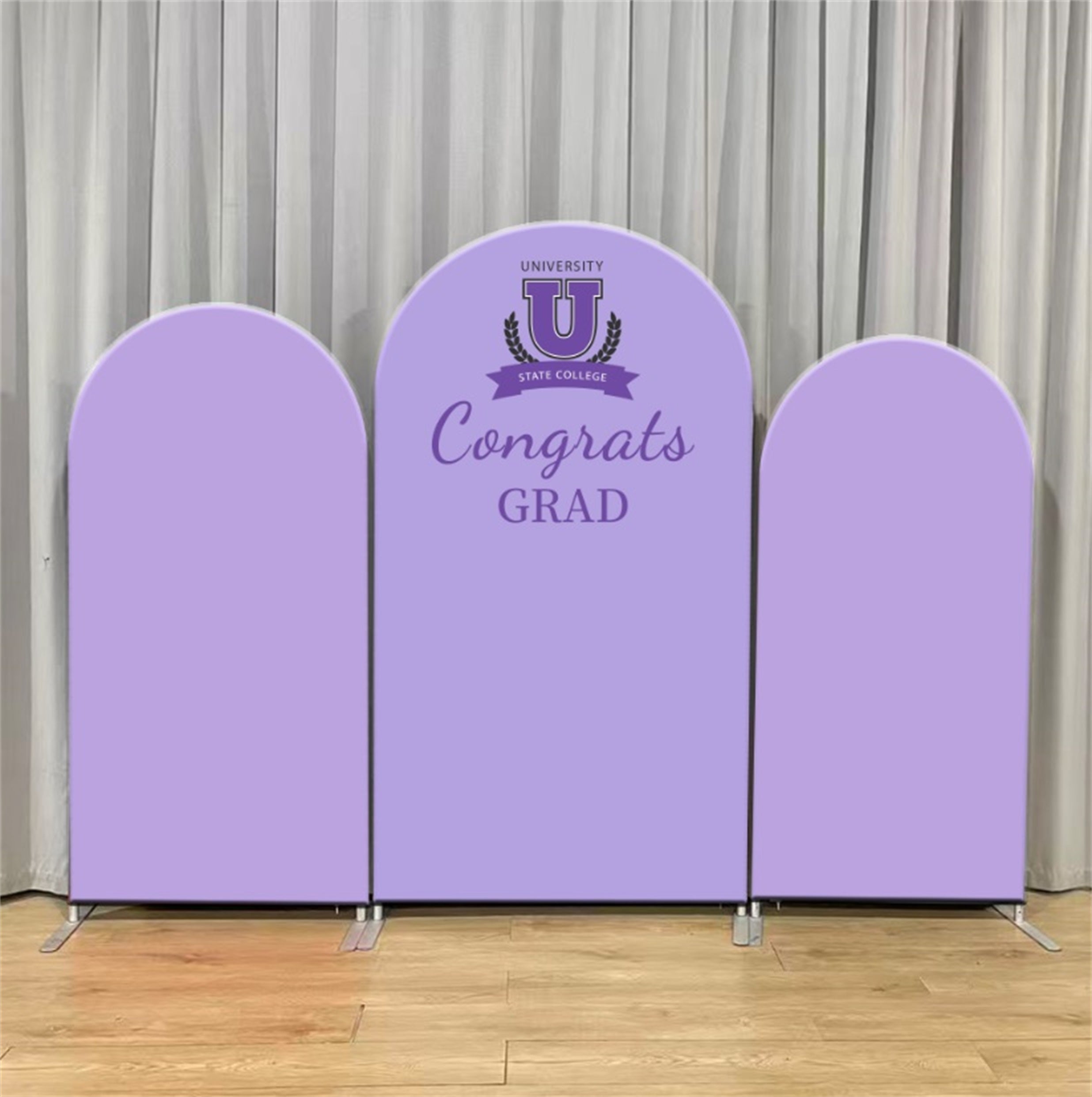 Custom Graduation Backdrop Banner Lavender Trio Arch Personalized Graduation Backdrop Banner LXX64-15