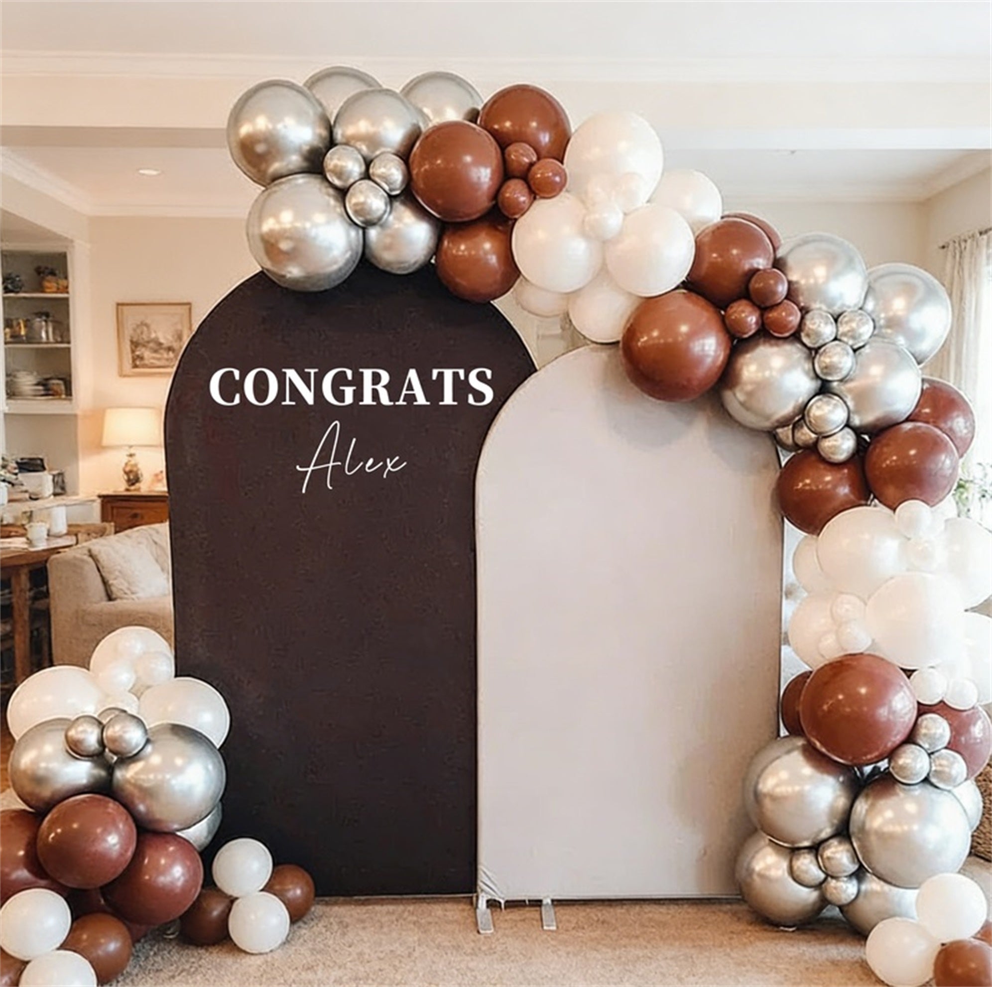 Graduation Welcome Backdrop Brown White Party Arch Custom Graduation Welcome Sign Backdrop LXX64-16