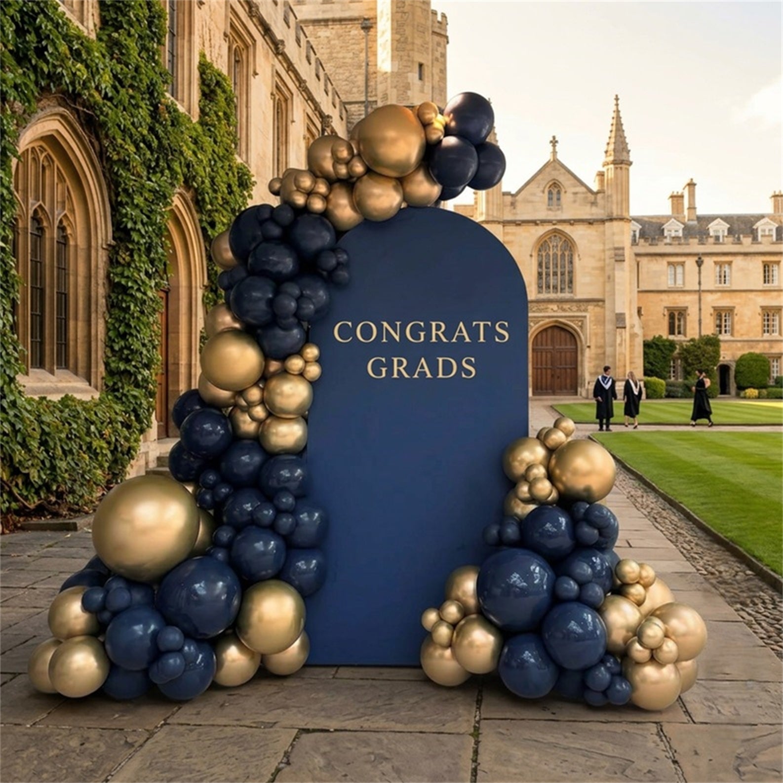 Graduation Event Backdrop Navy Gold Classic Congrats Graduation Party Event Backdrop LXX64-19