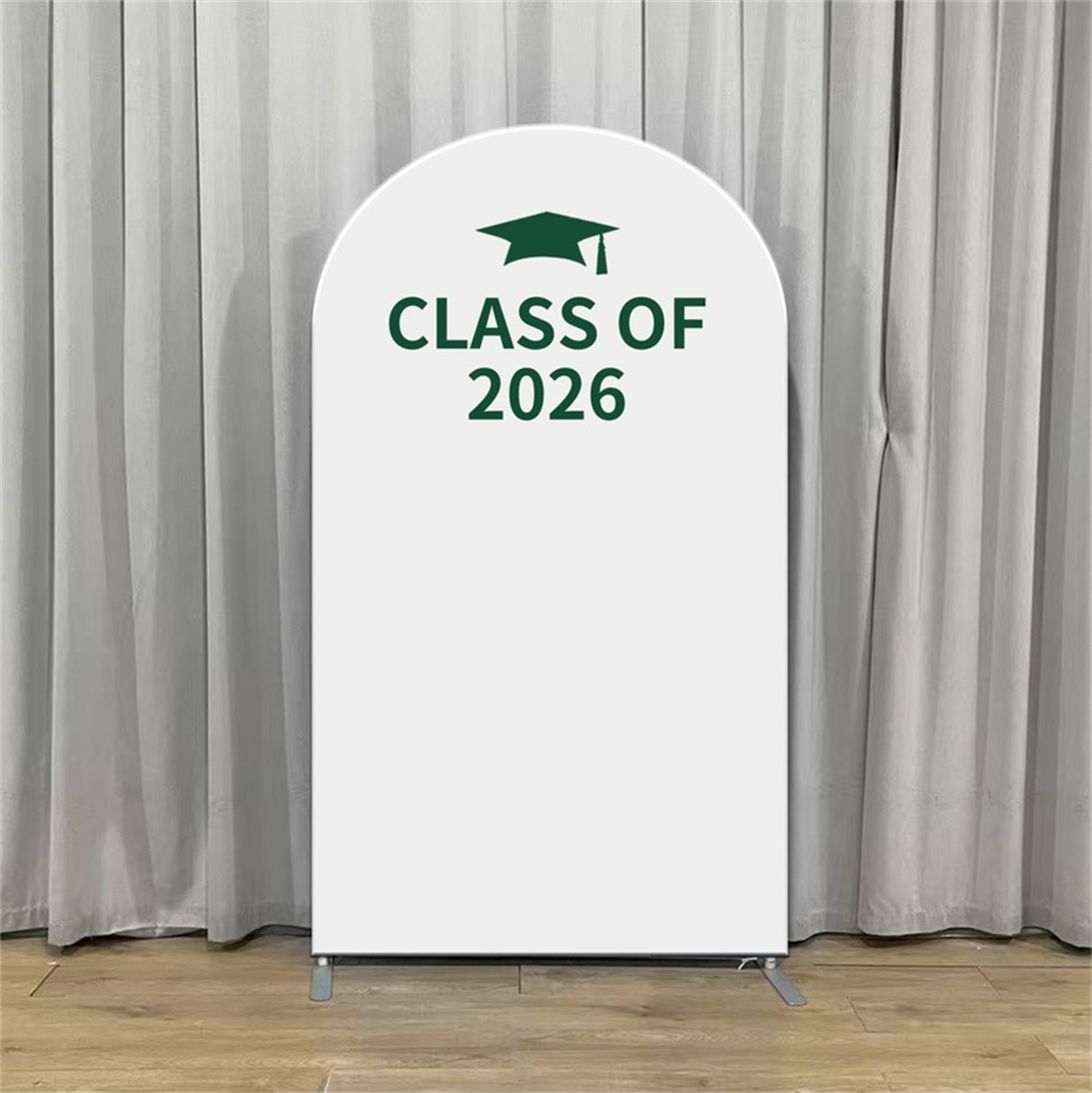 Custom Graduation Background White Green Cap Accent Personalized Graduation Background LXX64-20