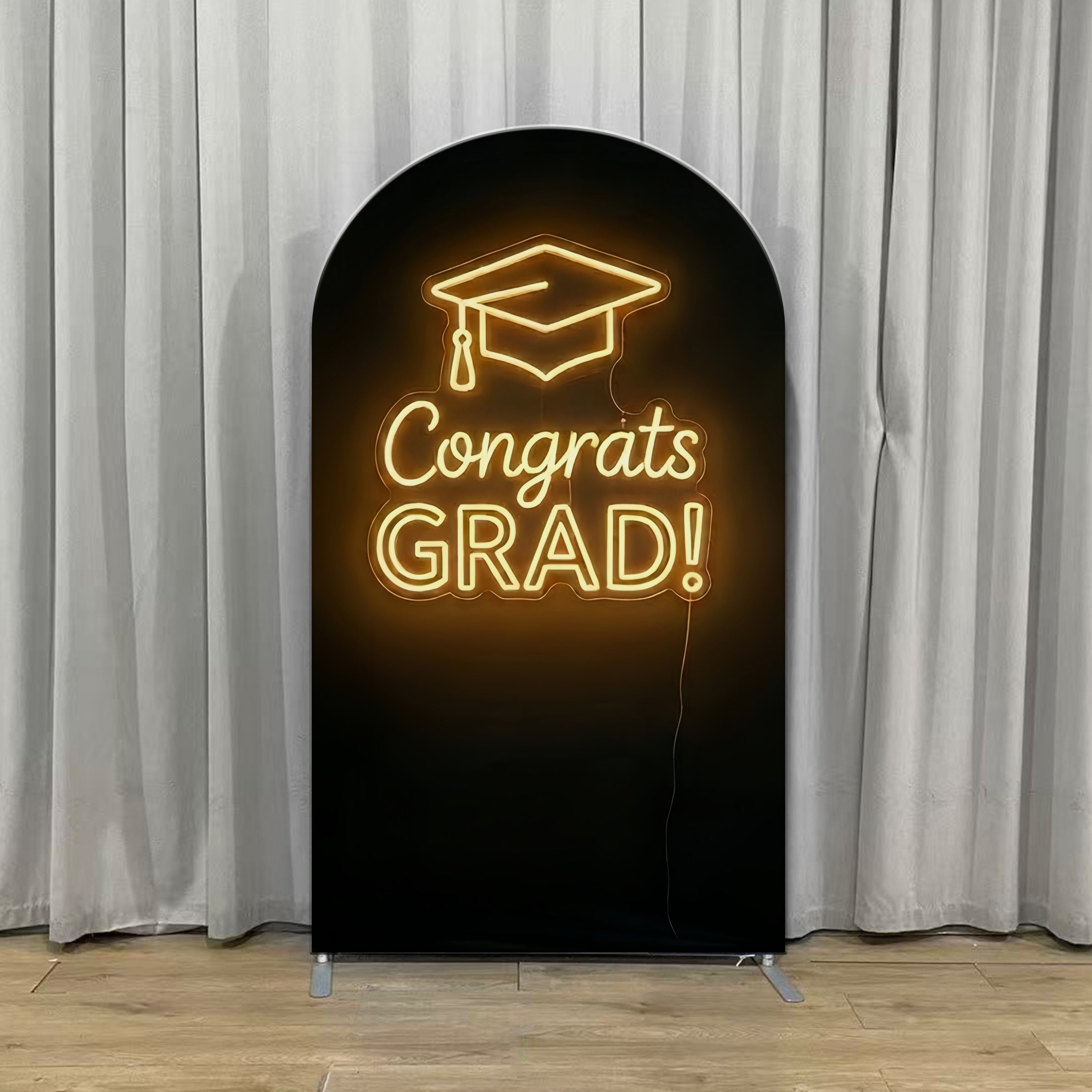 Graduation Arch Backdrop Black Neon Congrats Grad Graduation Neon Arch Backdrop LX64-24