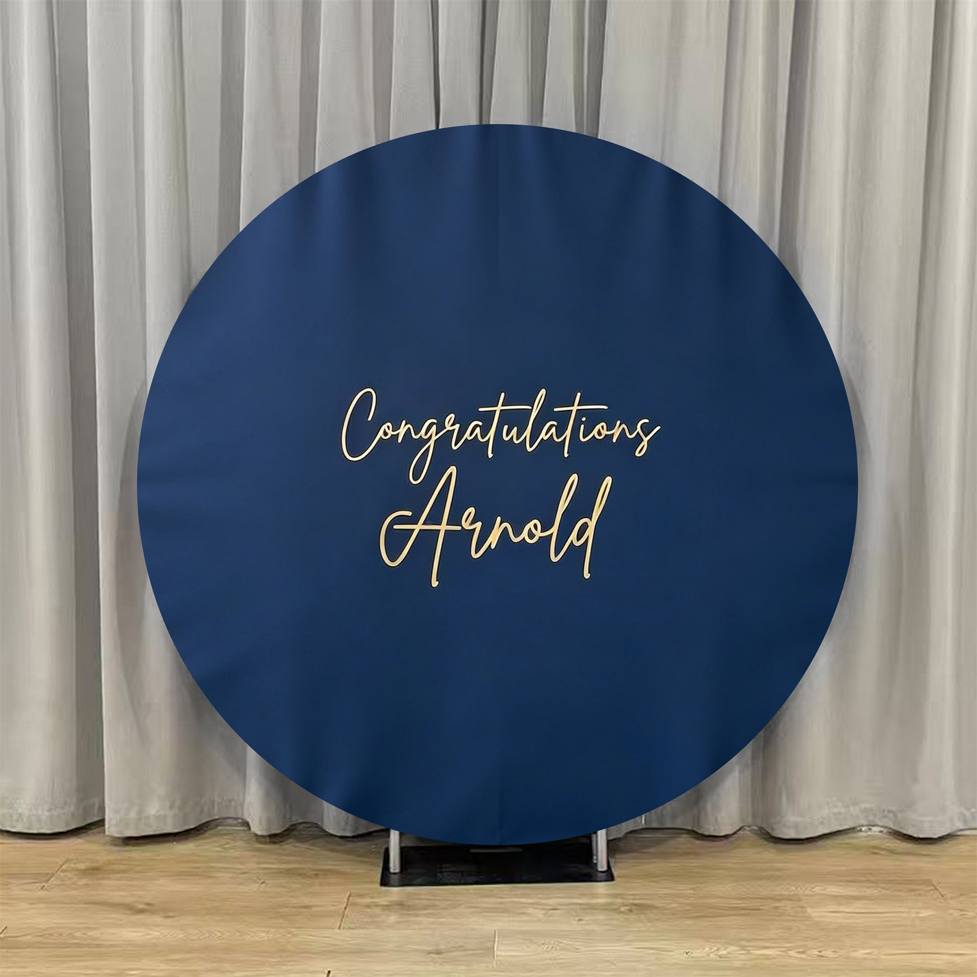 Microfiber Graduation Round Backdrop Navy Gold Arnold Custom Fabric Graduation Round Backdrop LXX64-27