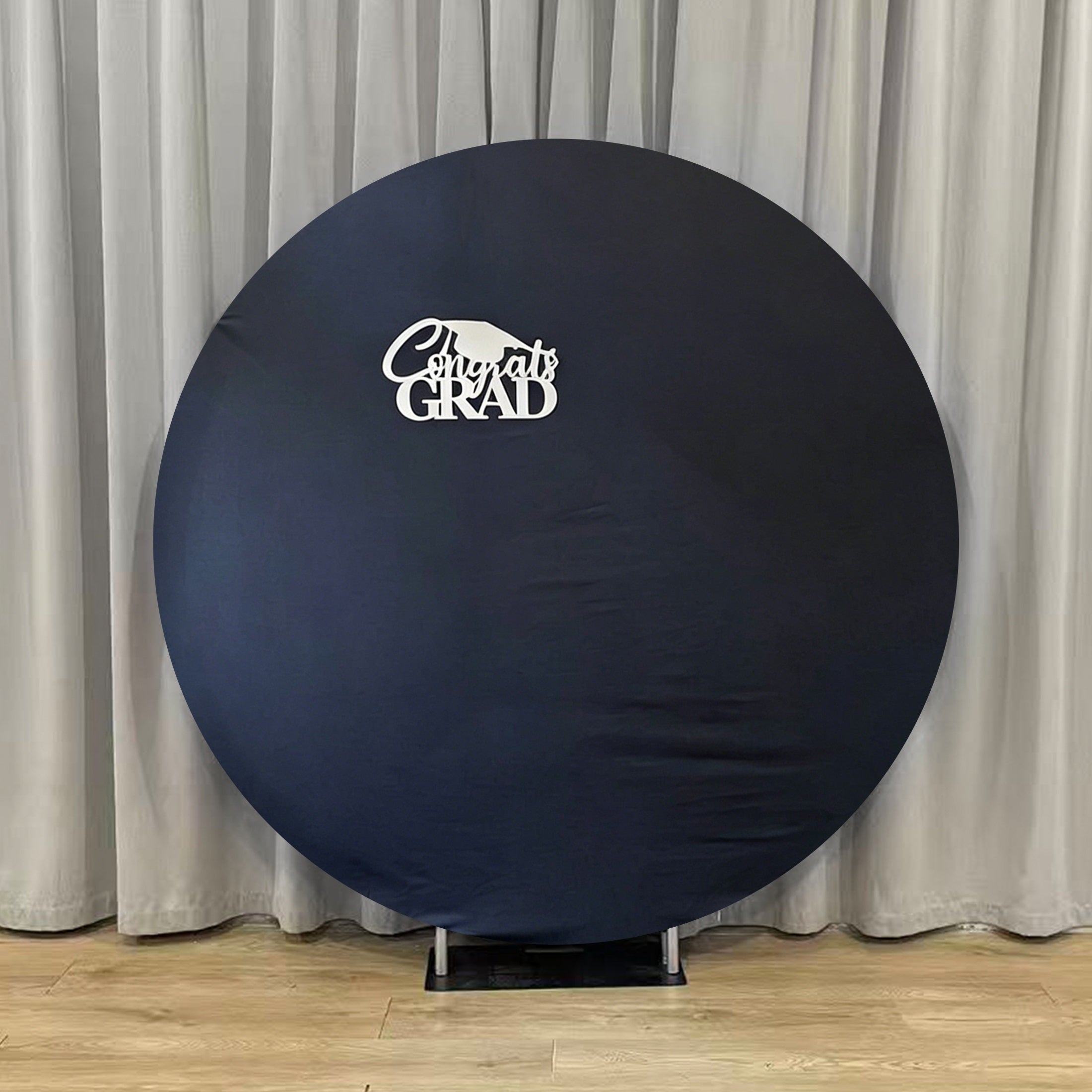 Graduation Round Backdrop With Stand Navy White Congrats GRAD Cap Graduation Round Cover With Frame LXX64-34