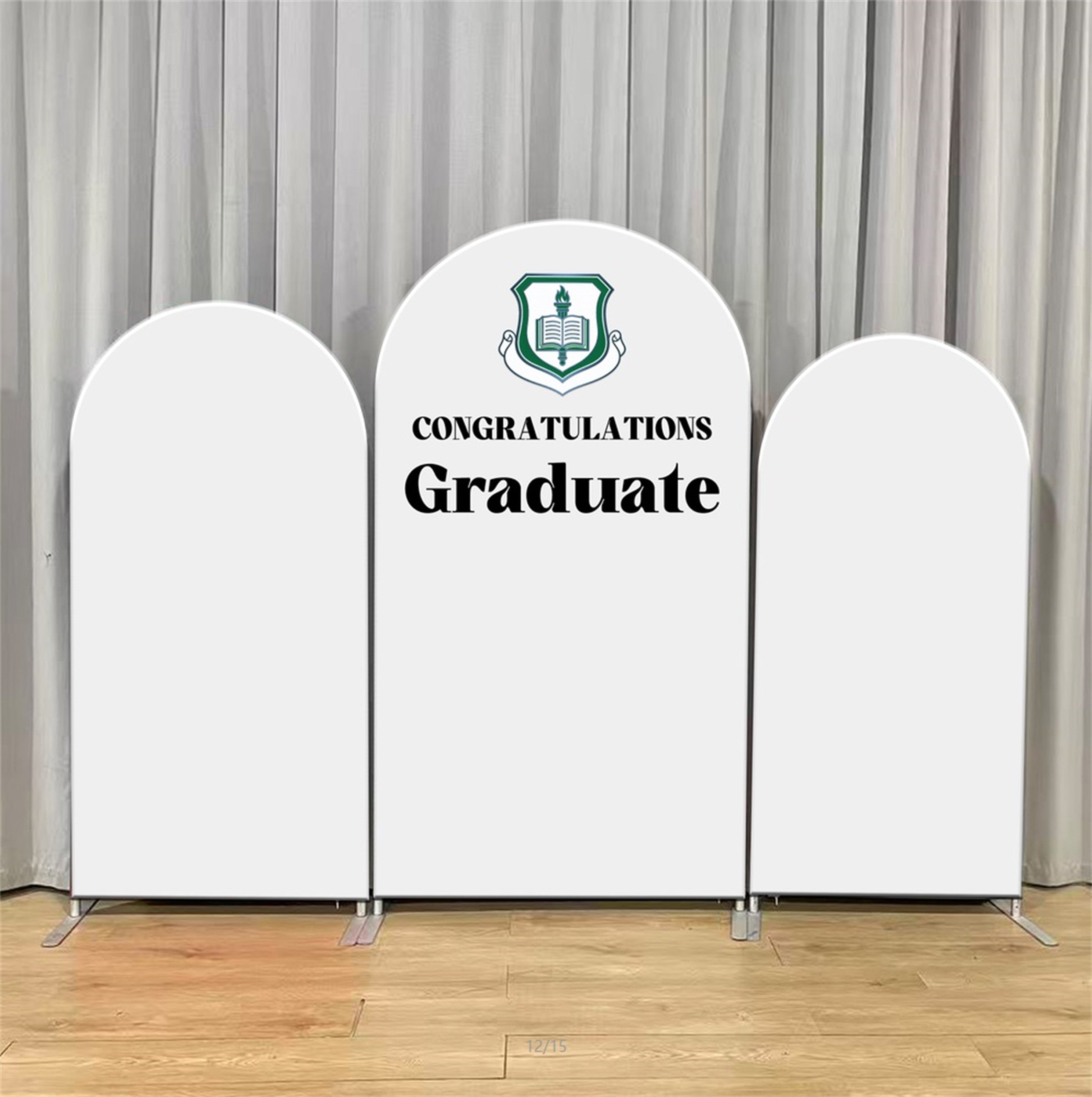 Senior Graduation Backdrop White Green School Logo Trio Senior Photo Backdrop LXX64-6