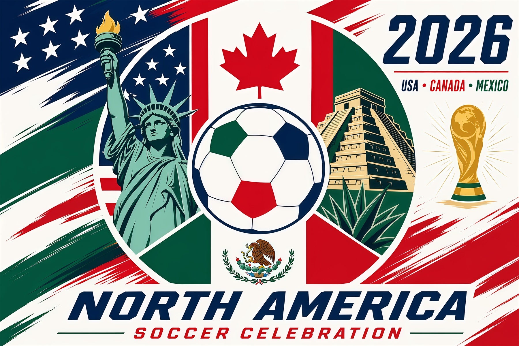 International Soccer Fan Backdrop North America Soccer Celebration Football Watch Party Backdrop LXX64-68