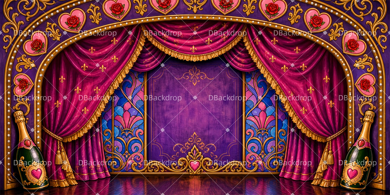 Performance Backdrop Rose Velvet Stage School Dance Backdrop LXX65-T107