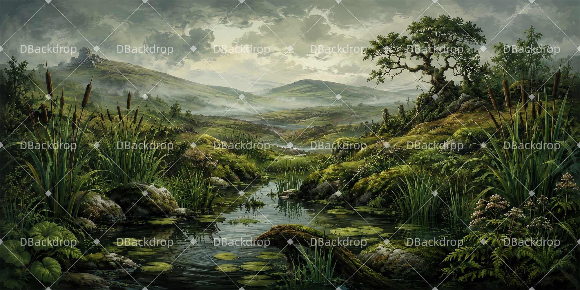 Stage Scenery Backdrops Misty Marsh Valley Theater Backdrop LXX65-T23
