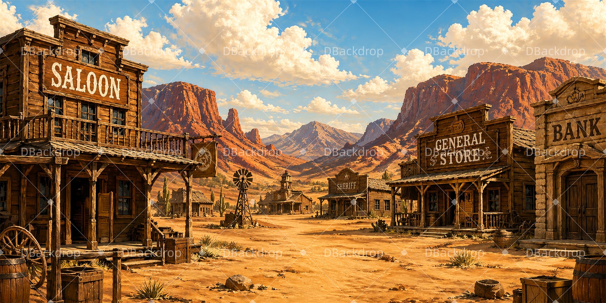 Western Backdrop Old West Canyon VBS Scuba Backdrop LXX65-T4