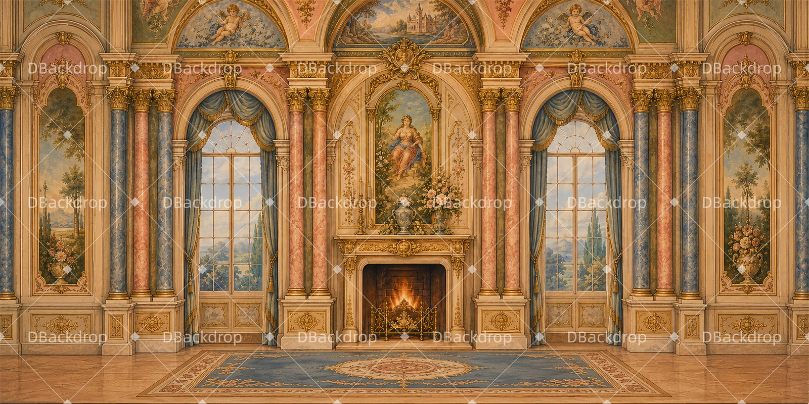 Theater Backdrop Rococo Palace Salon Stage Backdrop Ideas LXX65-T72