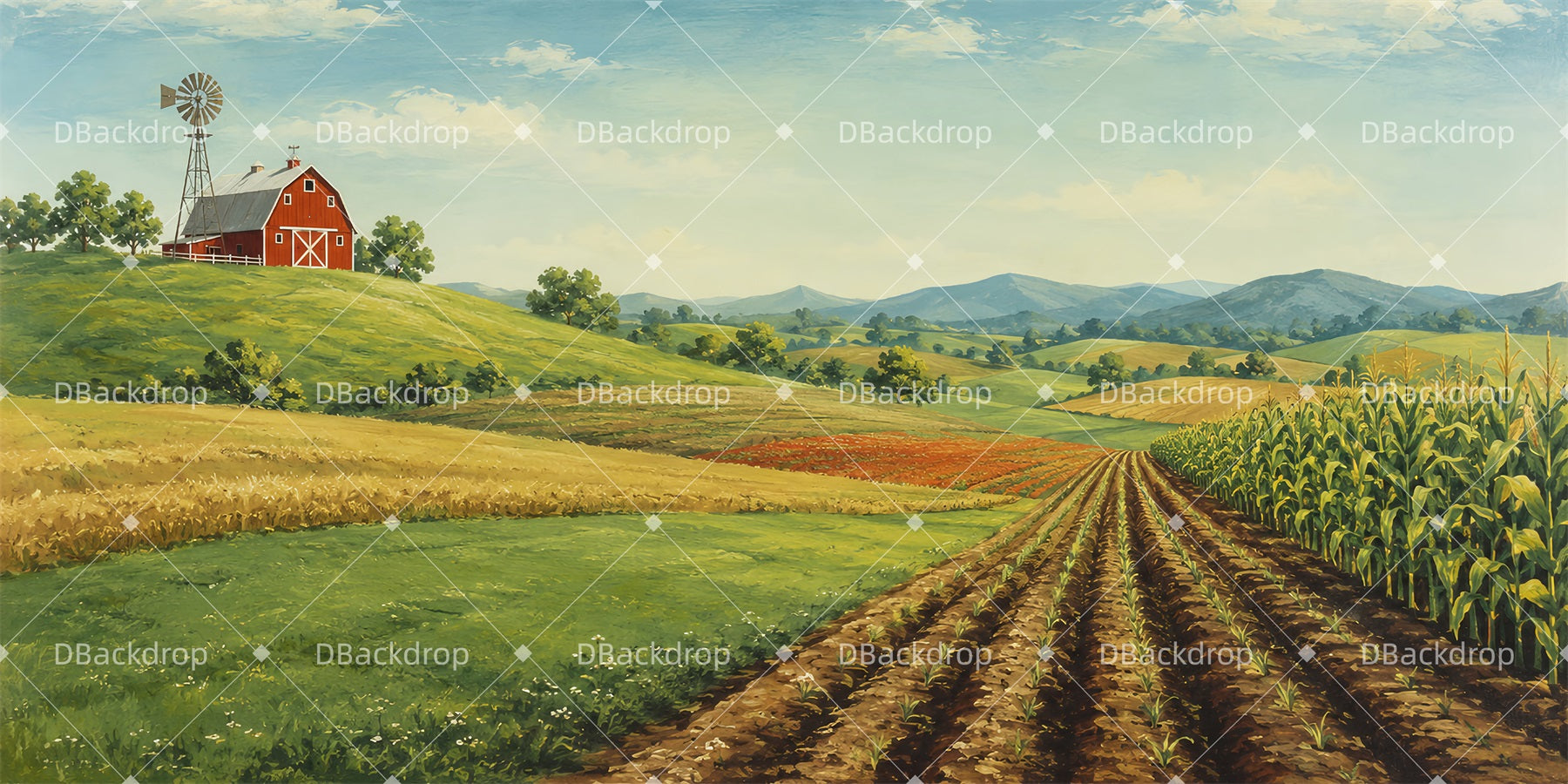 Stage Backdrops Countryside Farm Fields Theater Backdrop LXX65-T94