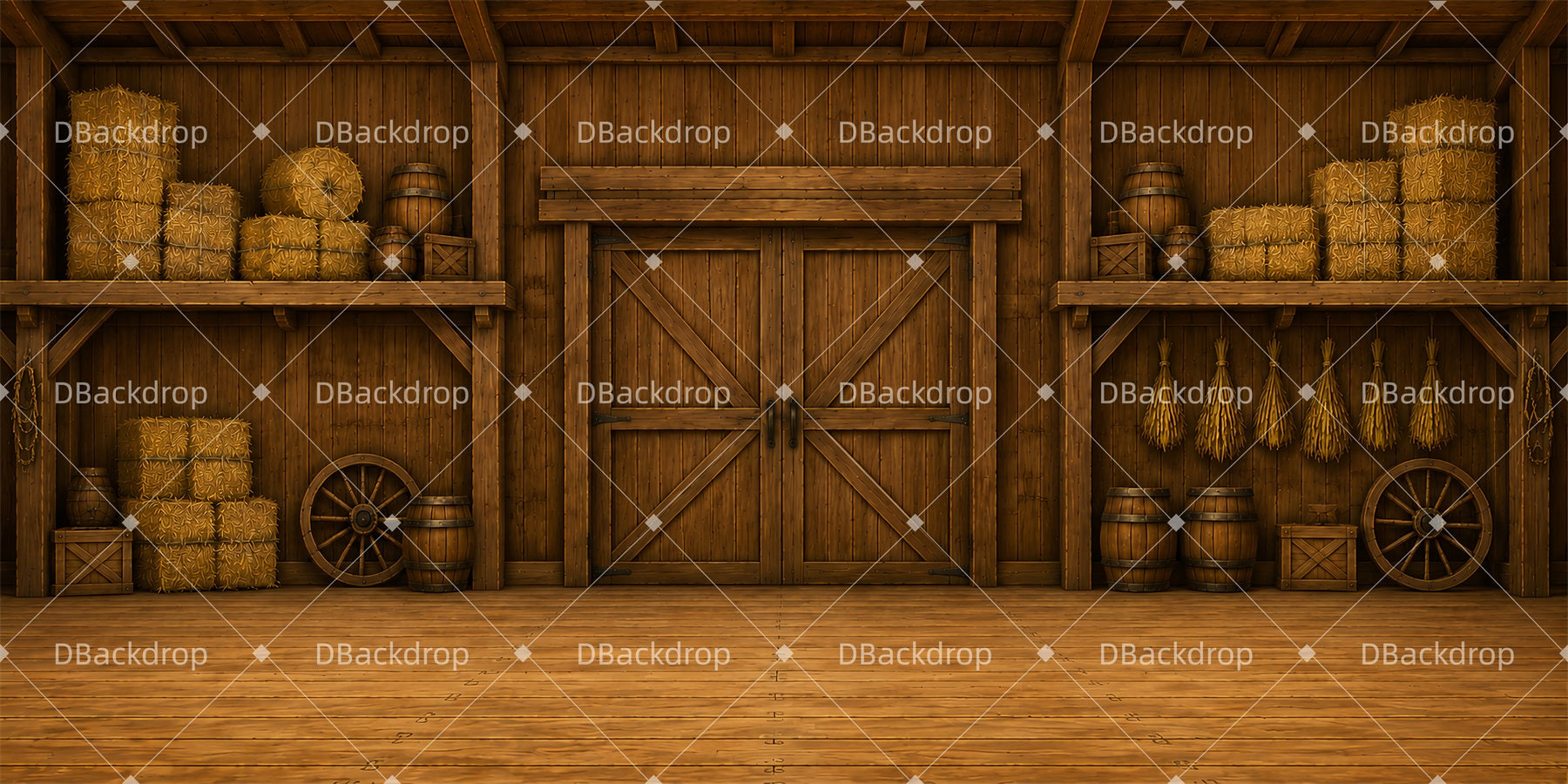 Performance Backdrop Wooden Barn Interior Theater Stage Backdrops LXX65-T97