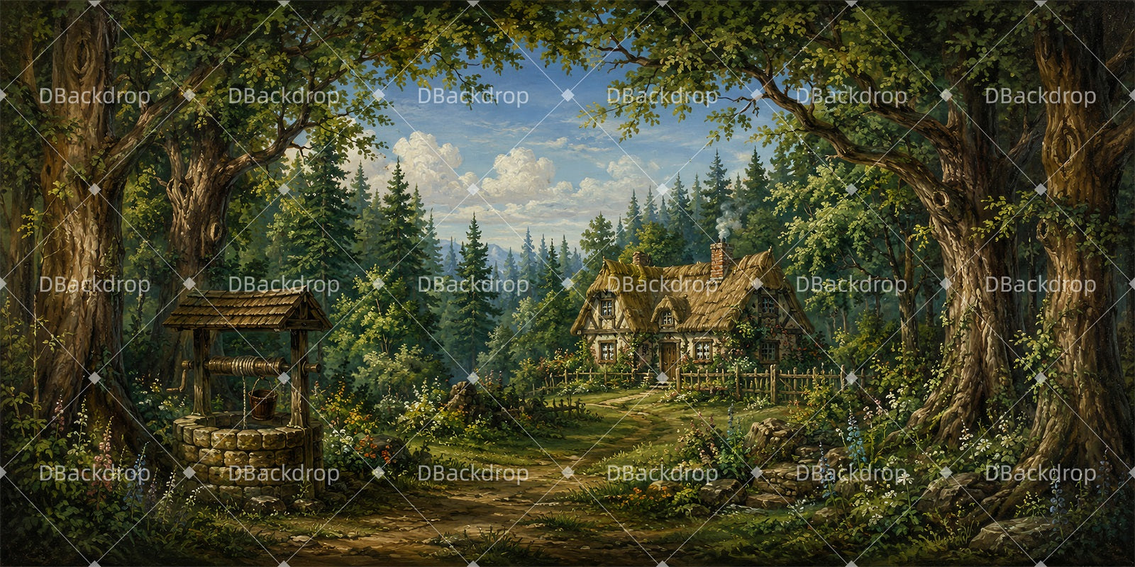Forest Stage Backdrop Rustic Woodland Cabin Theater Backdrops LXX65-T99