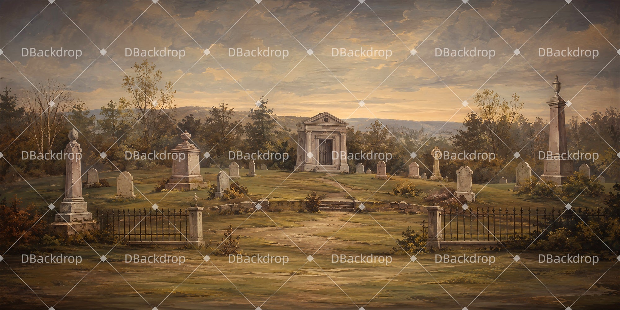 Movie Theater Backdrop Cemetery Grounds Large Stage Backdrops LXX66-T117