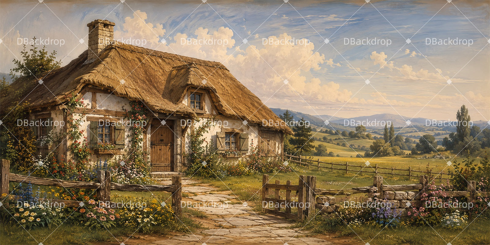 Backdrops For Theater Shepherd's Cottage Stage Backdrop Ideas LXX66-T127