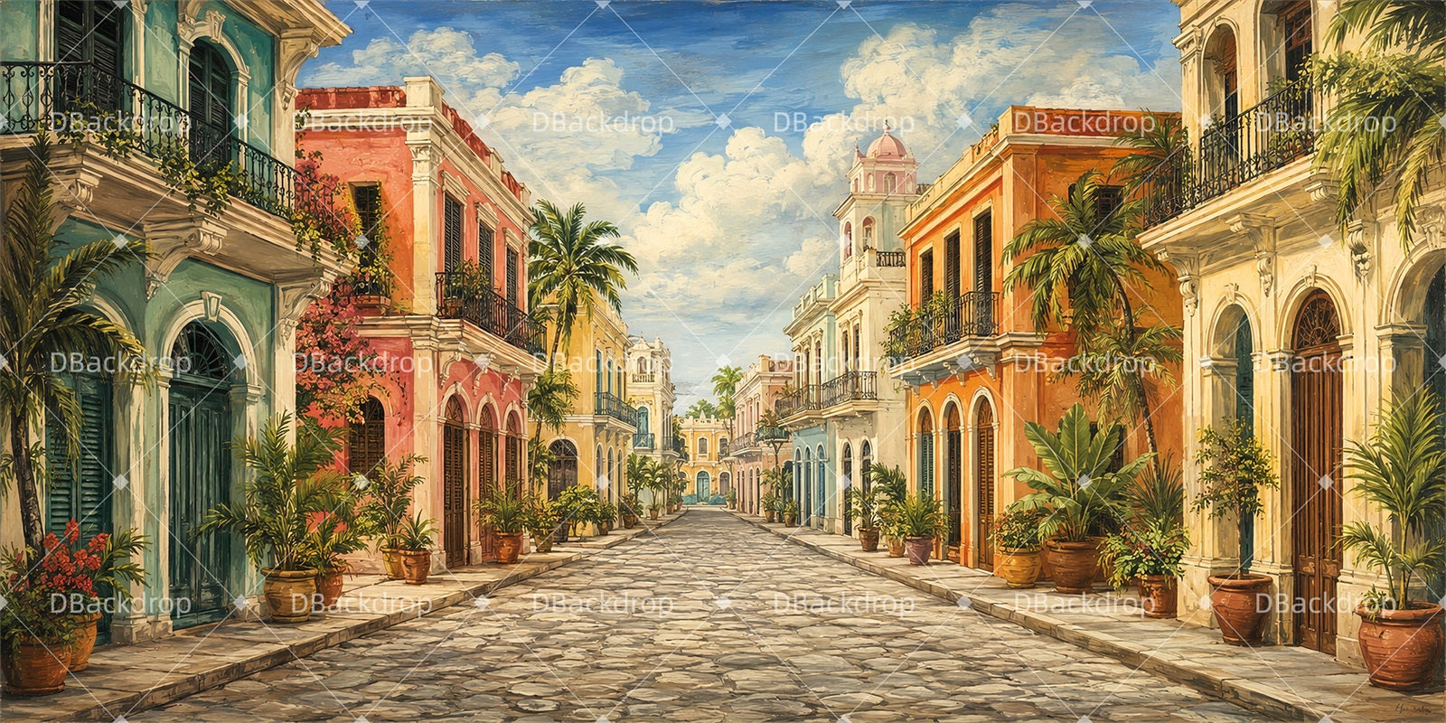 Backdrop For Theater Miami Street Stage Backdrops For Sale LXX66-T12