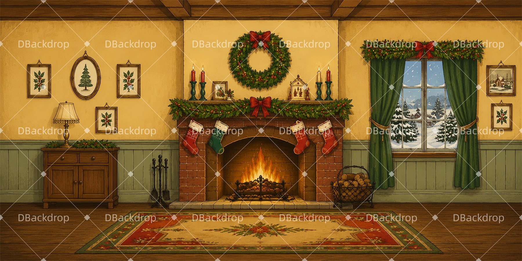 Theater Stage Backdrop Christmas Living Room Performance Backdrops LXX66-T135
