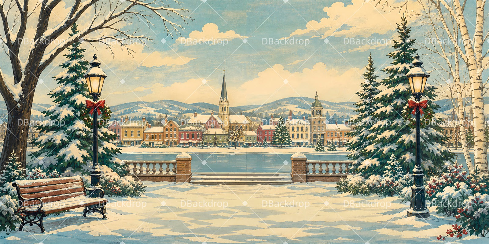Scenic Backdrops Winter Park Scenery Backdrops For Theater LXX66-T141