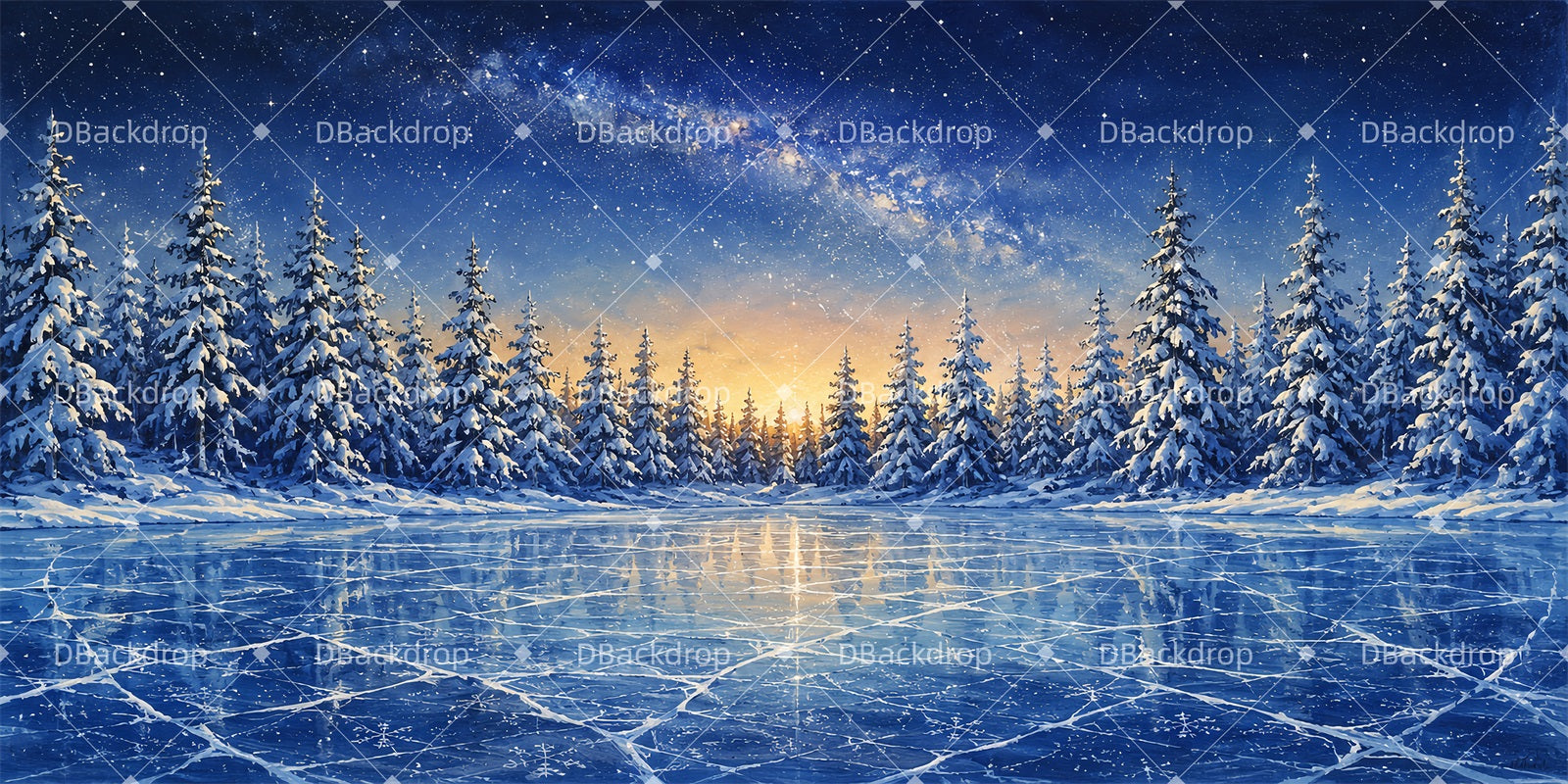 Scenic Backdrops Frozen Star Lake Scenery Backdrops For Theater LXX66-T150