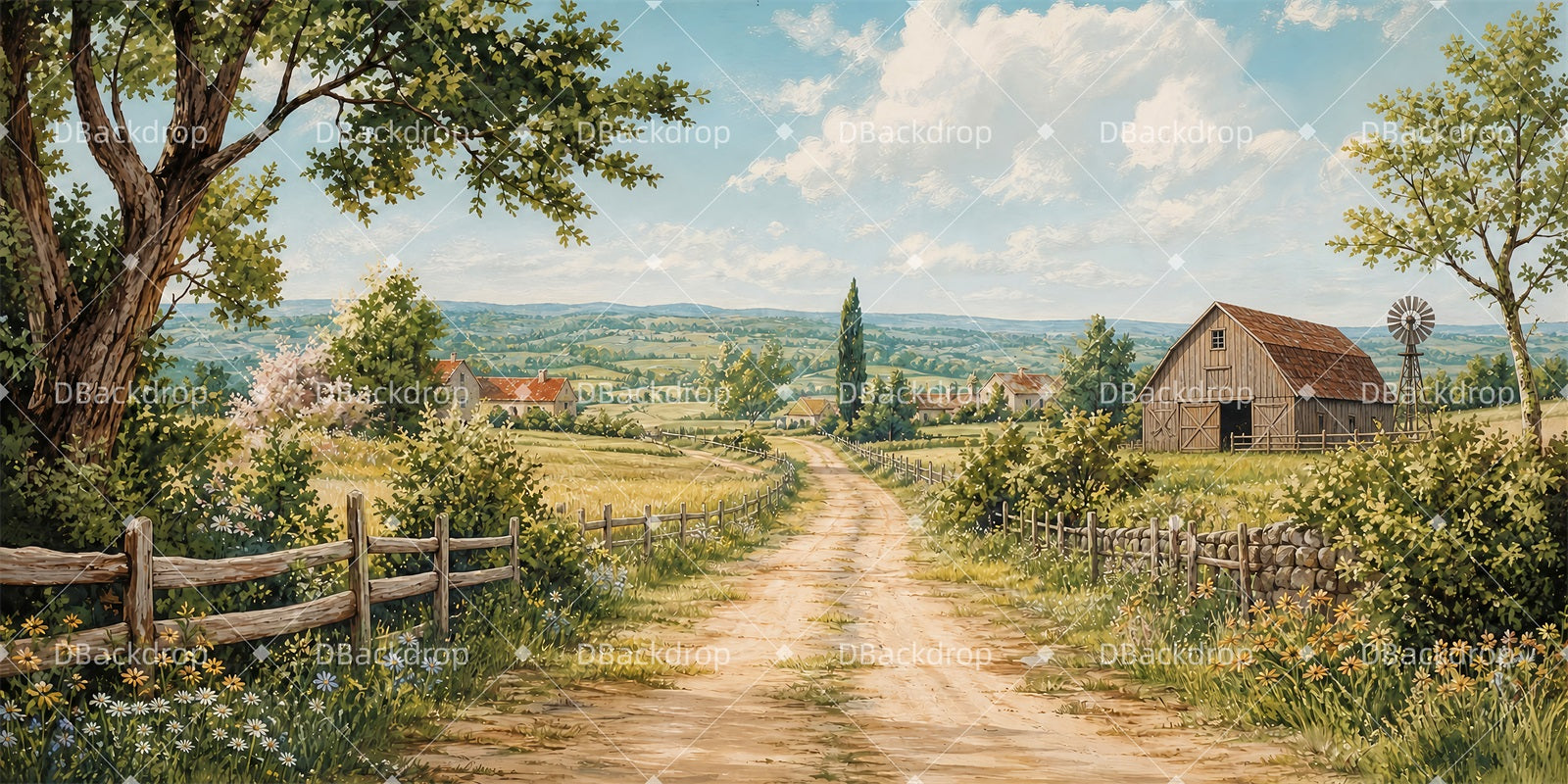 Theater Stage Backdrops French Countryside Lane Performance Backdrop LXX66-T157