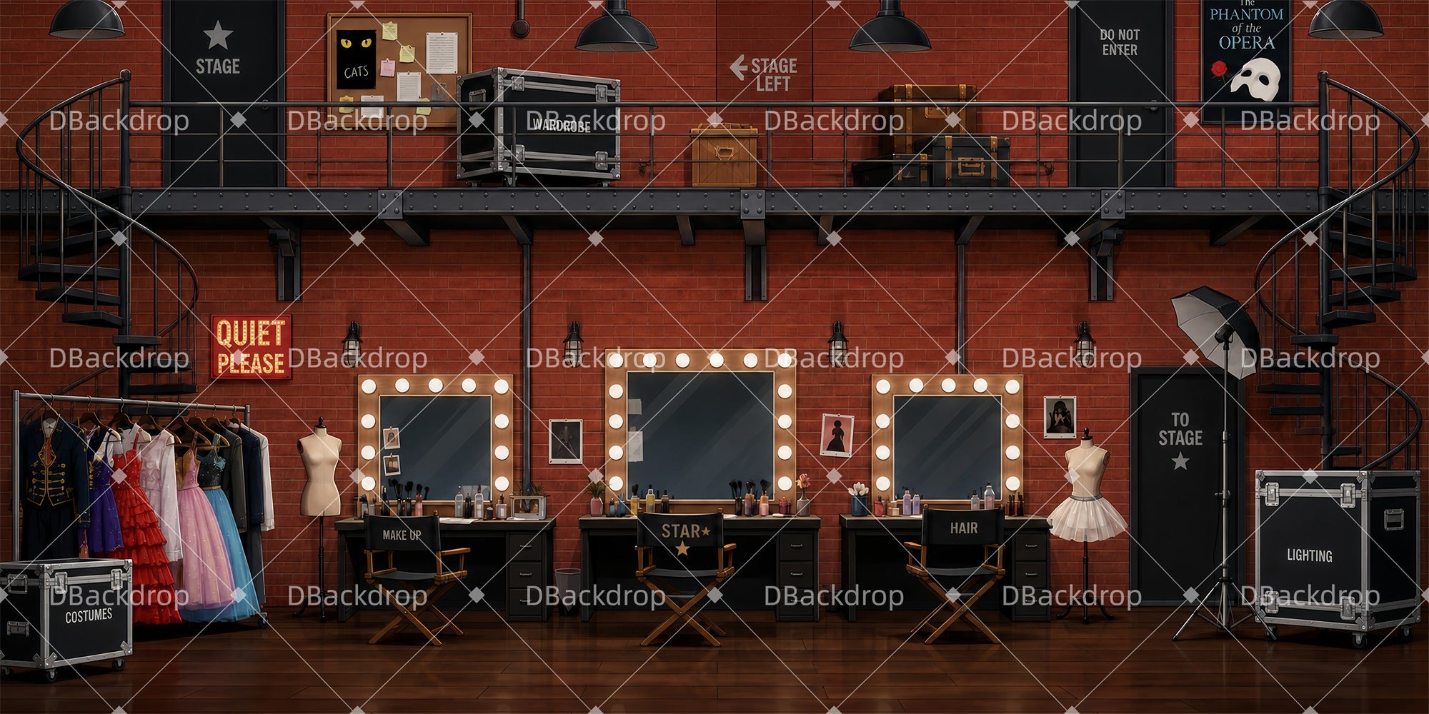 Theater Stage Backdrop Backstage Dressing Room Performance Backdrop LXX66-T169