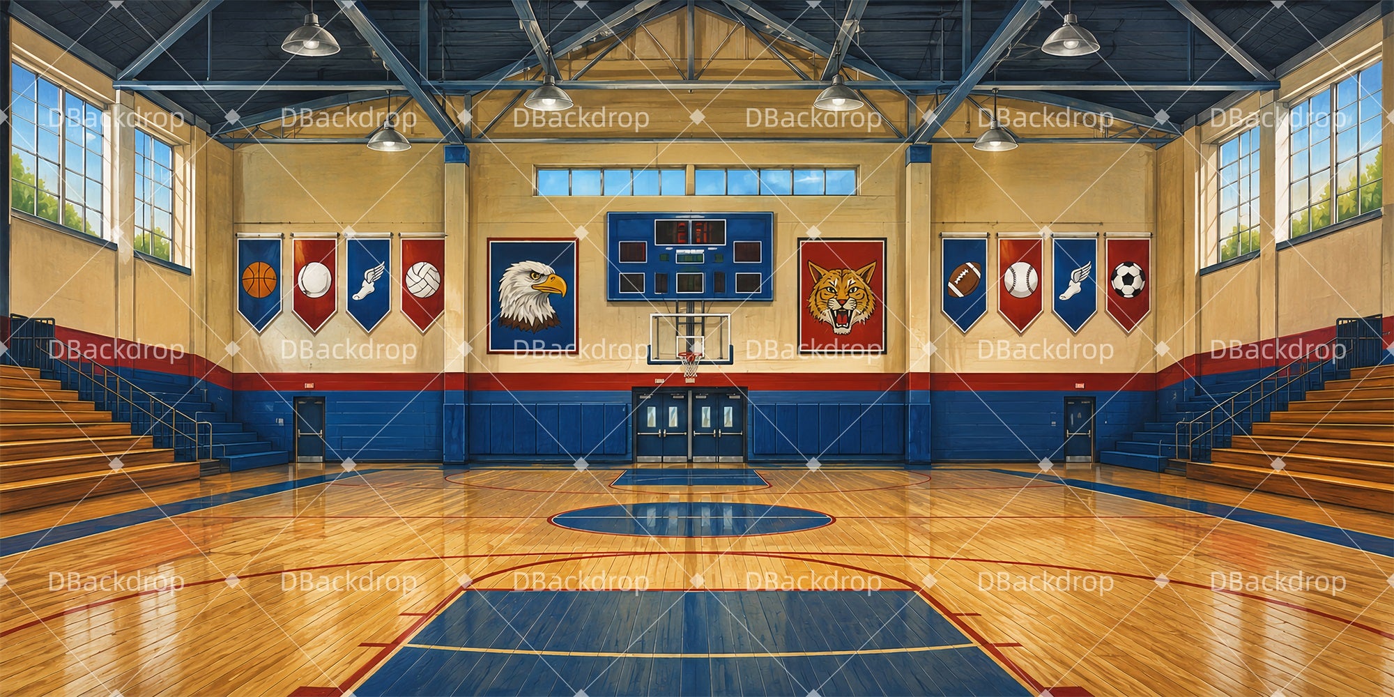 School Play Backdrops School Gymnasium Theater Stage Backdrops LXX66-T37