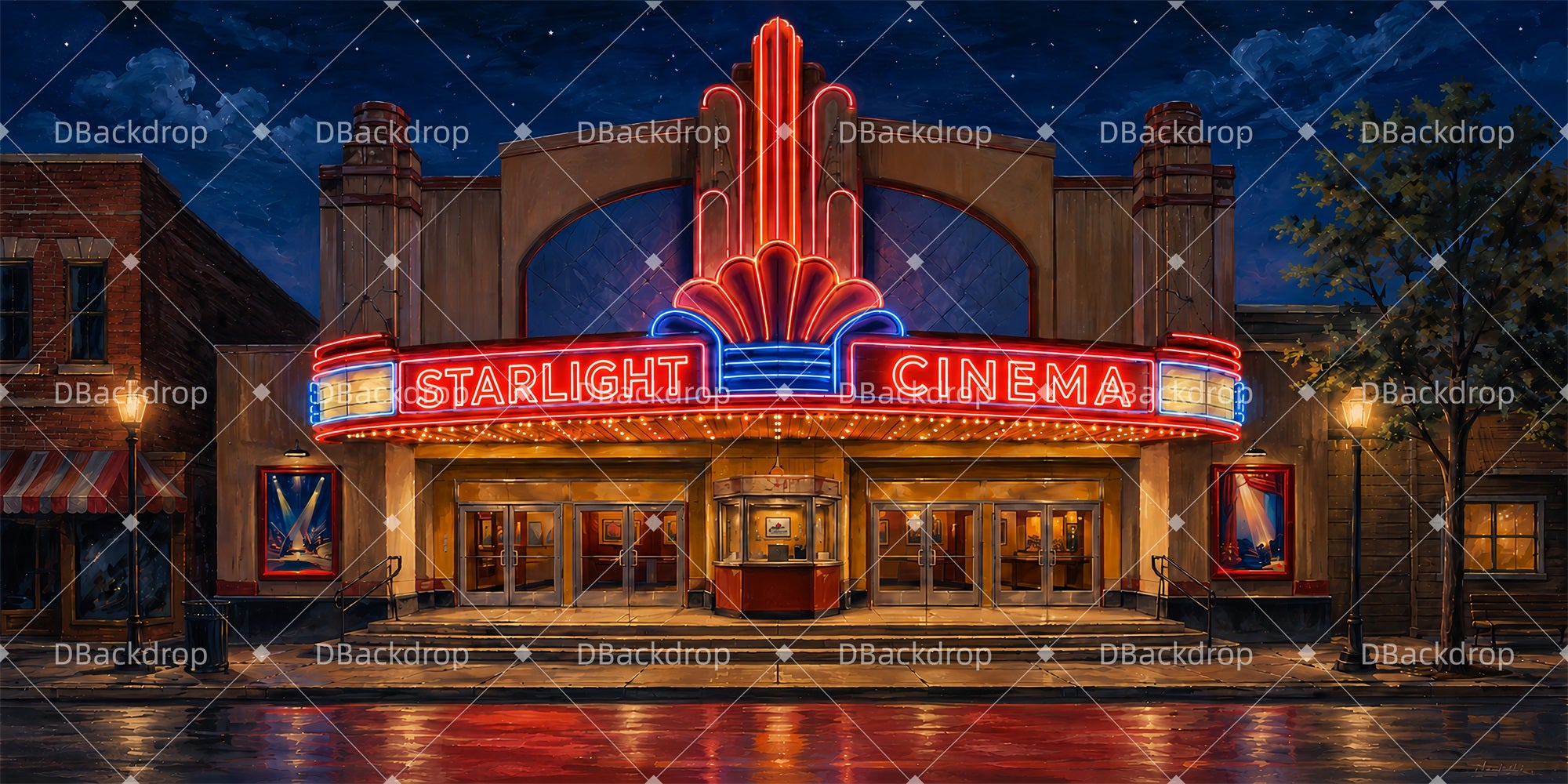 Broadway Stage Backdrops Movie Theater Exterior Performance Backdrops LXX66-T40