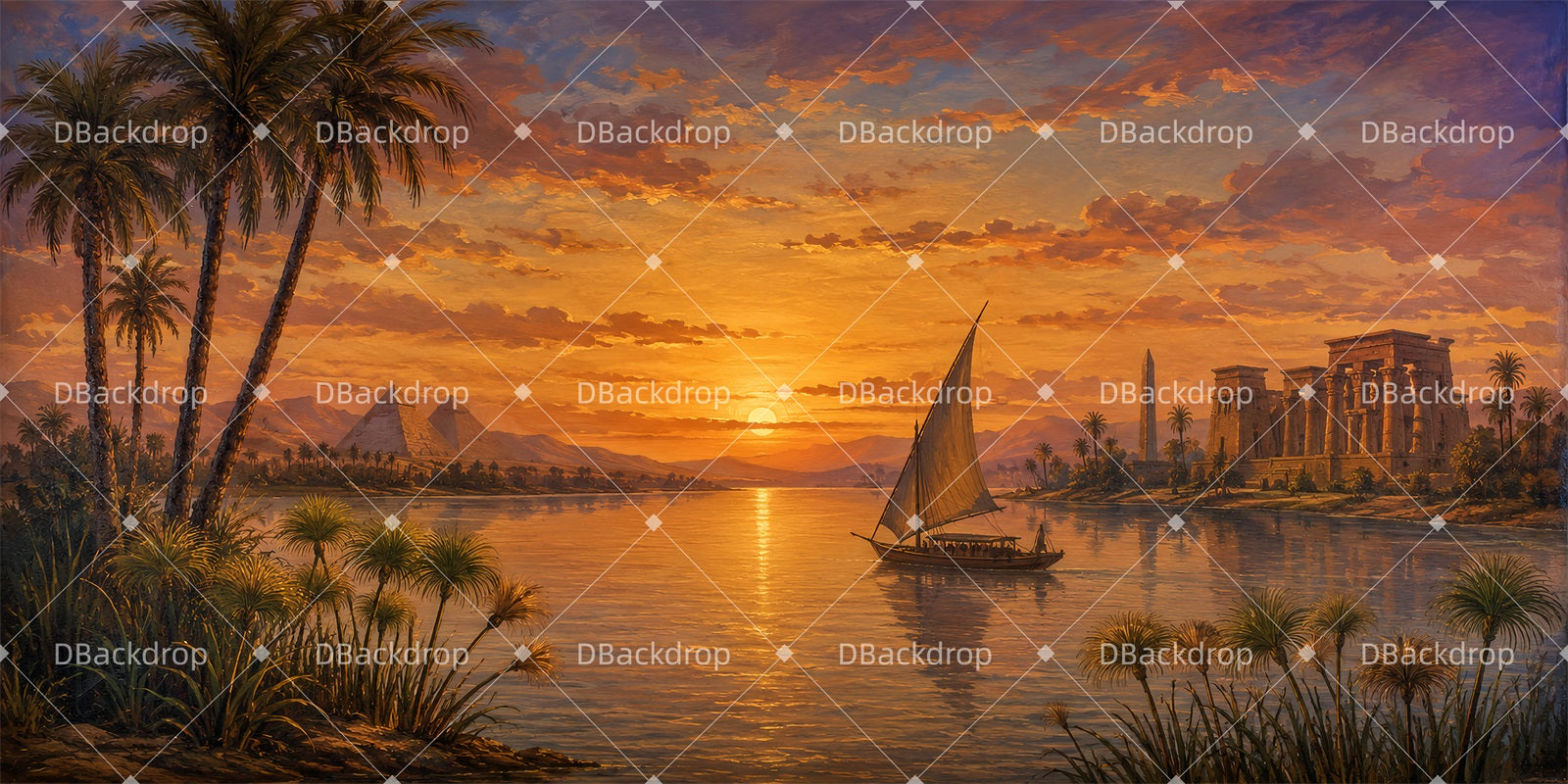 Stage Scenery Backdrops Nile River Sunset Scenic Backdrops LXX66-T77