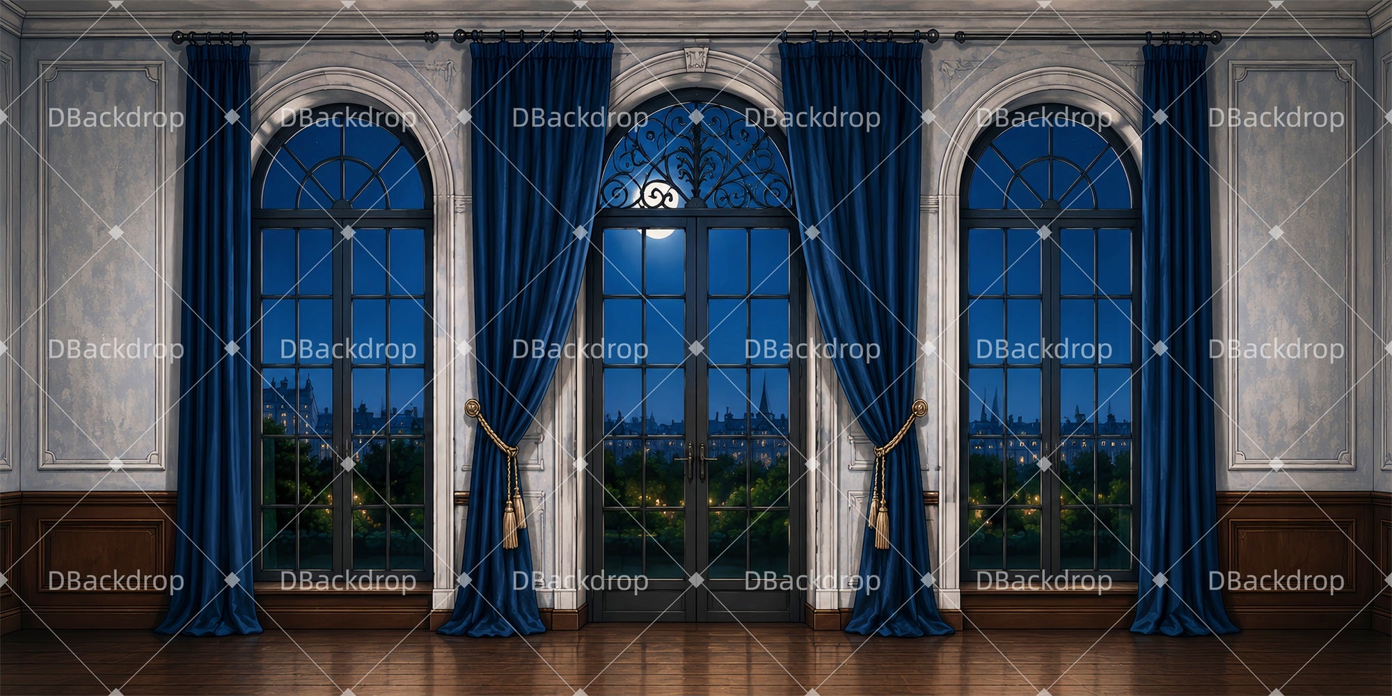 Stage Backdrop Blue Curtain Room Theater Backdrops For Sale LXX66-T93
