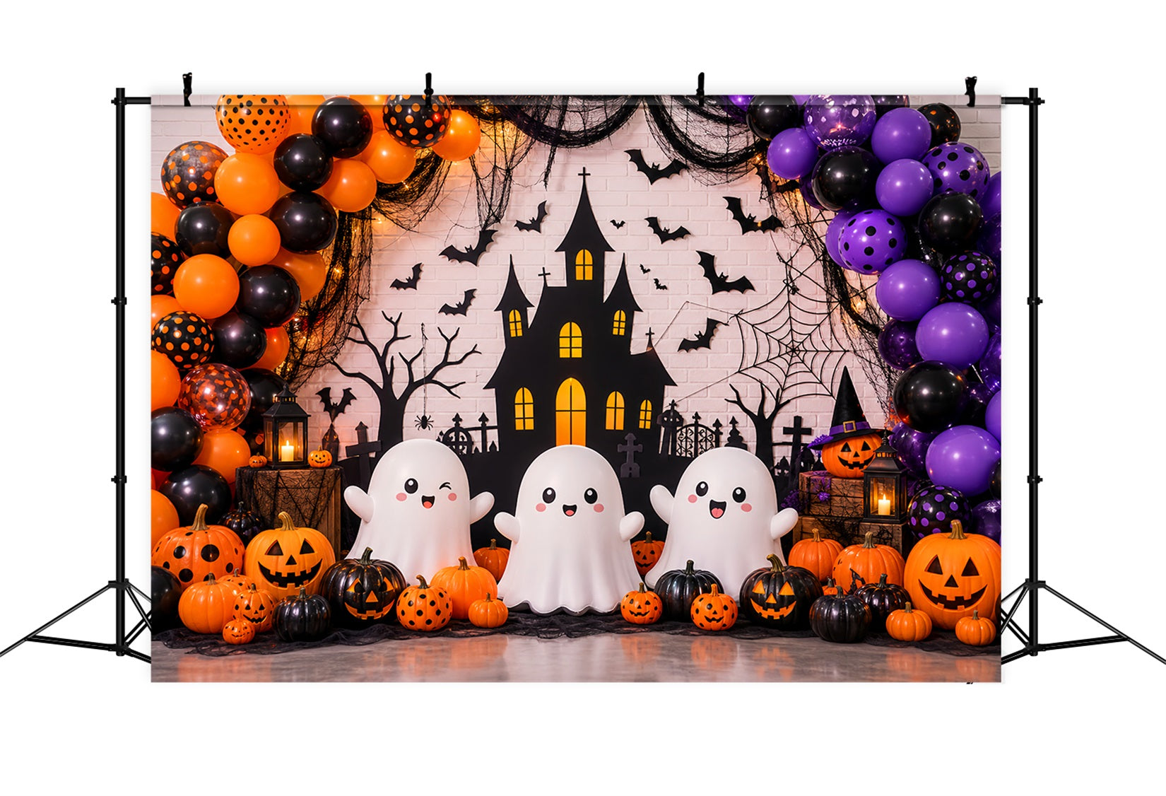 Halloween Party Picture Backdrop Ghost Pumpkin Party Wall Halloween Backdrop LXX67-108