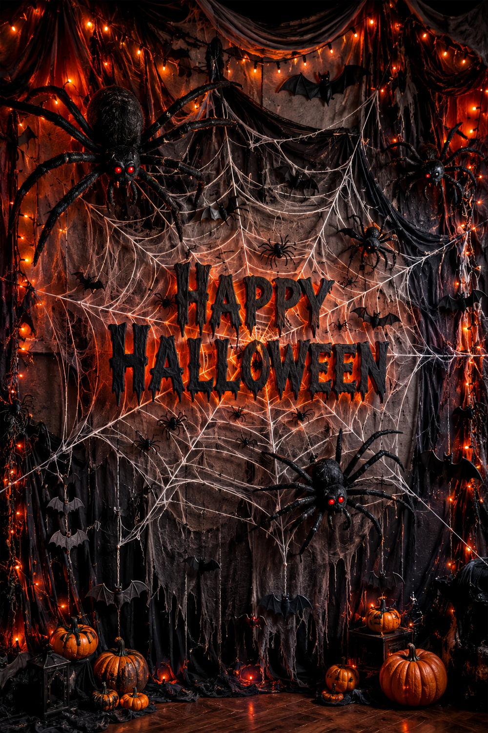 Halloween Theme Backdrop Giant Spider Web Drapes Halloween Backdrop For Photos LXX67-111