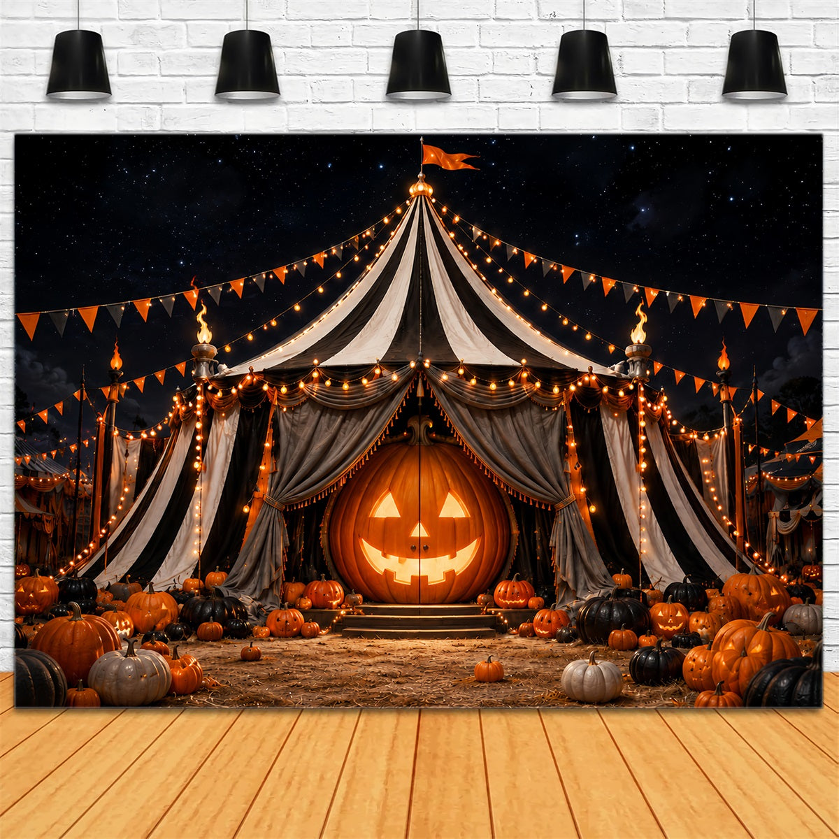 Halloween Carnival Backdrop Pumpkin Carnival Circus Tent DIY Halloween Backdrop LXX67-149