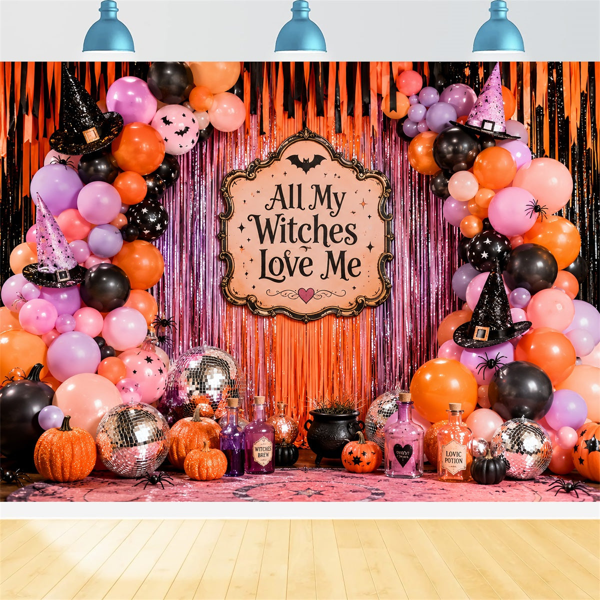 Halloween Backdrop Photo Booth Witchy Balloon Party Display Backdrops Halloween LXX67-193