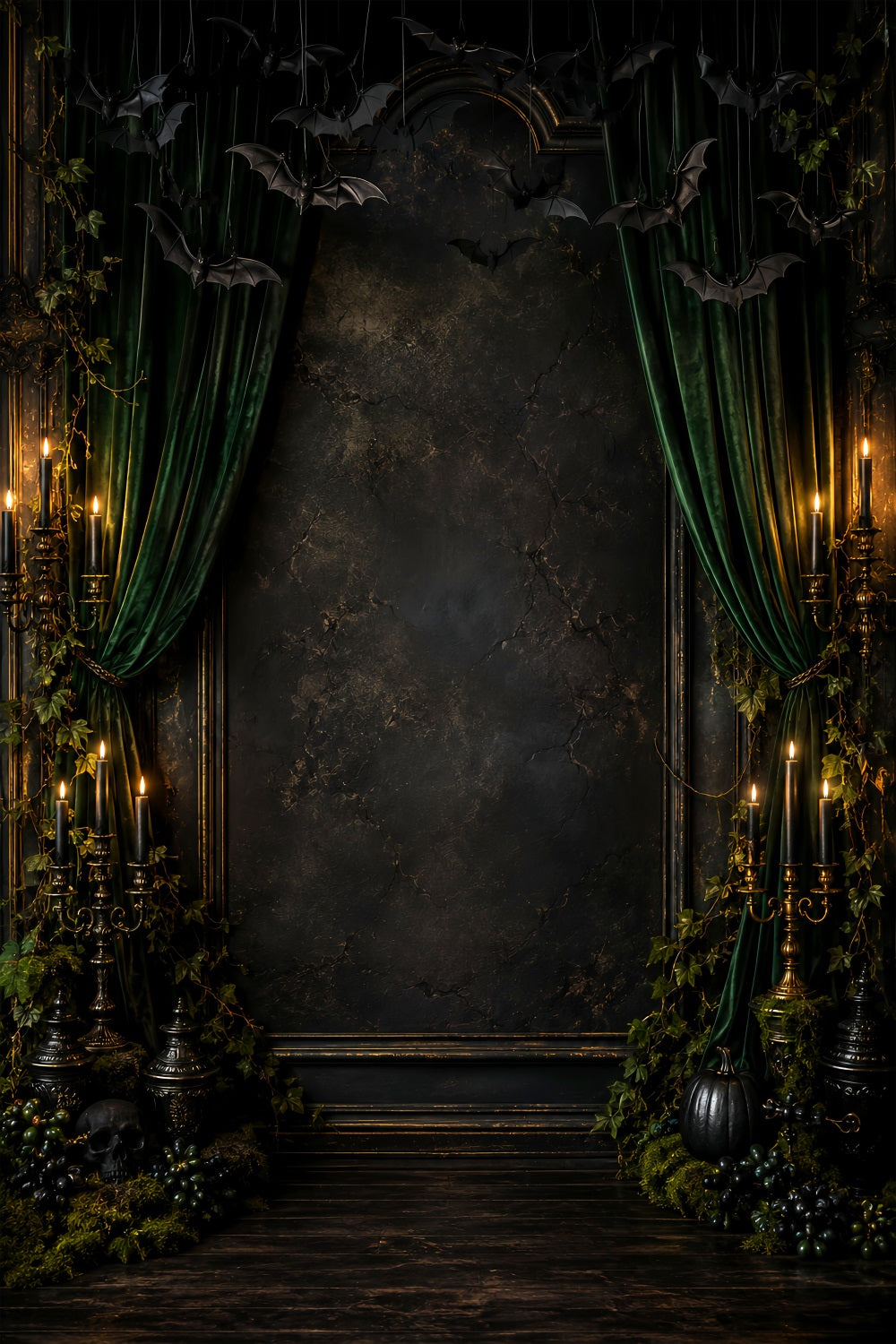 Halloween Scene Backdrop Emerald Bat Candle Chamber Backdrop For Halloween LXX67-205
